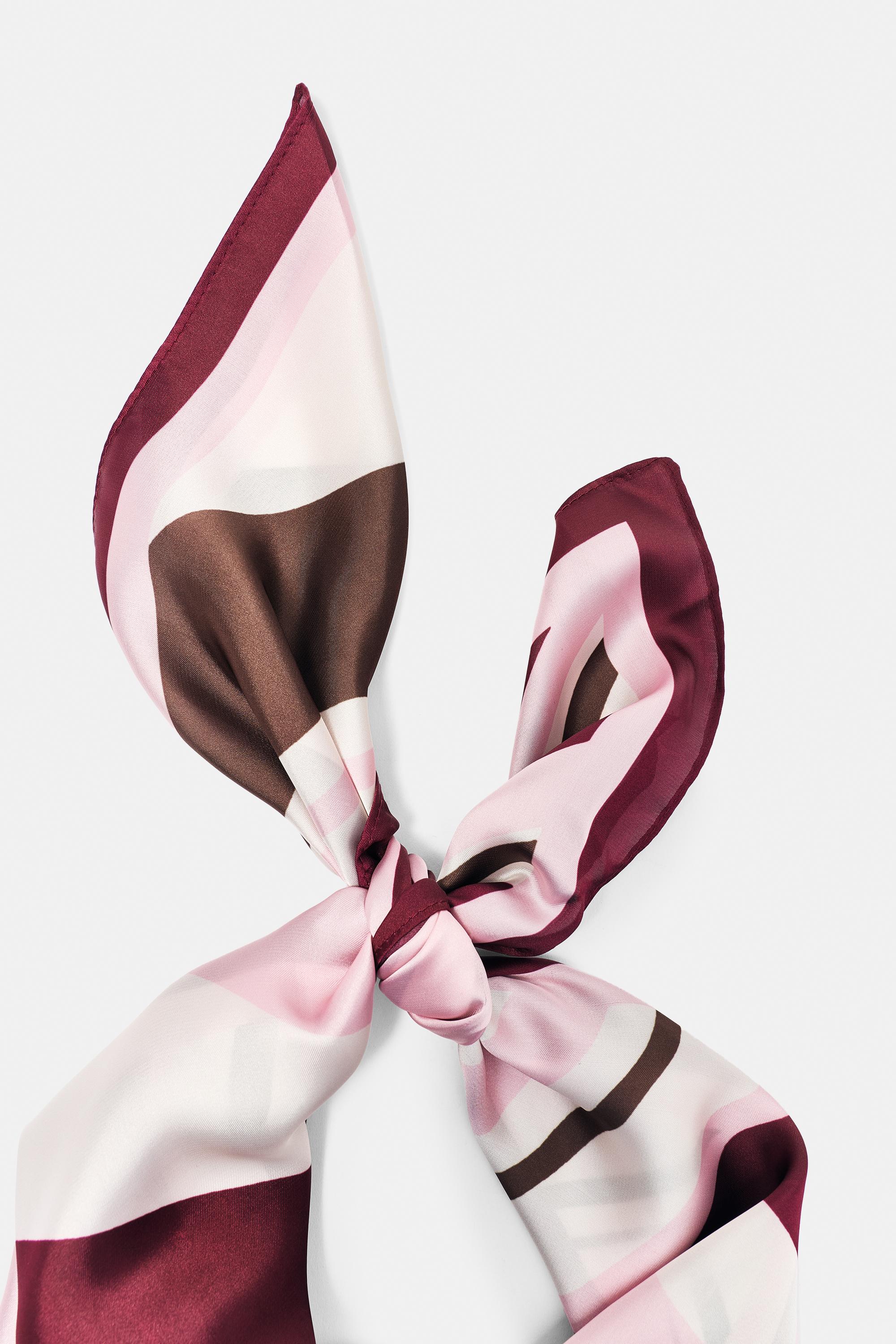 Striped satin scarf — Pink