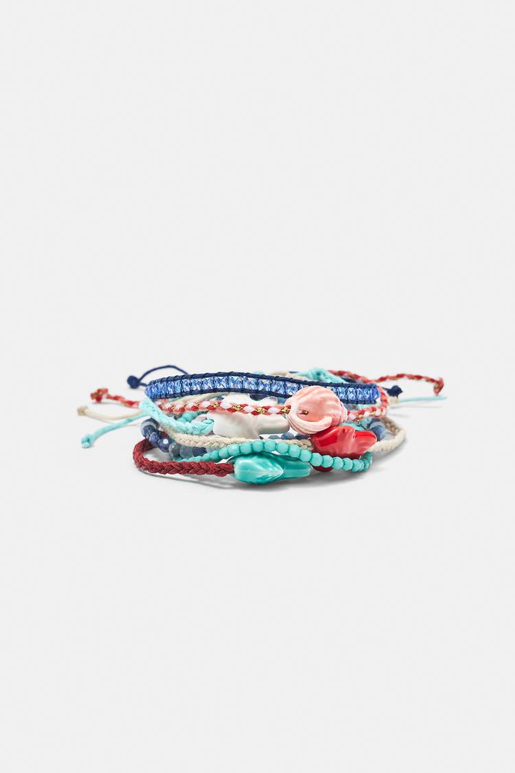 Pack of 7 fish charm bracelets — Blue