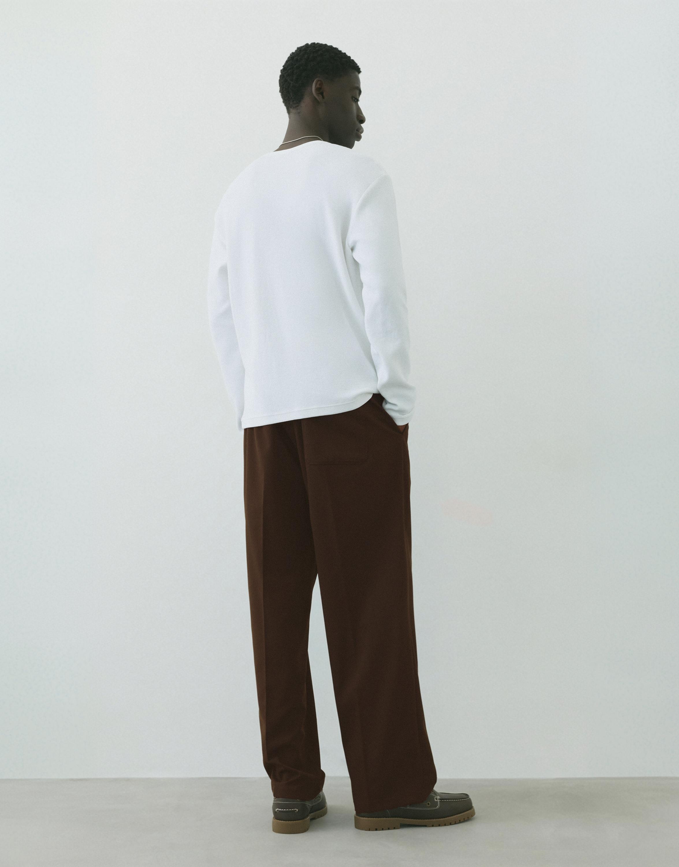 Wide-leg tailored trousers — Chocolate