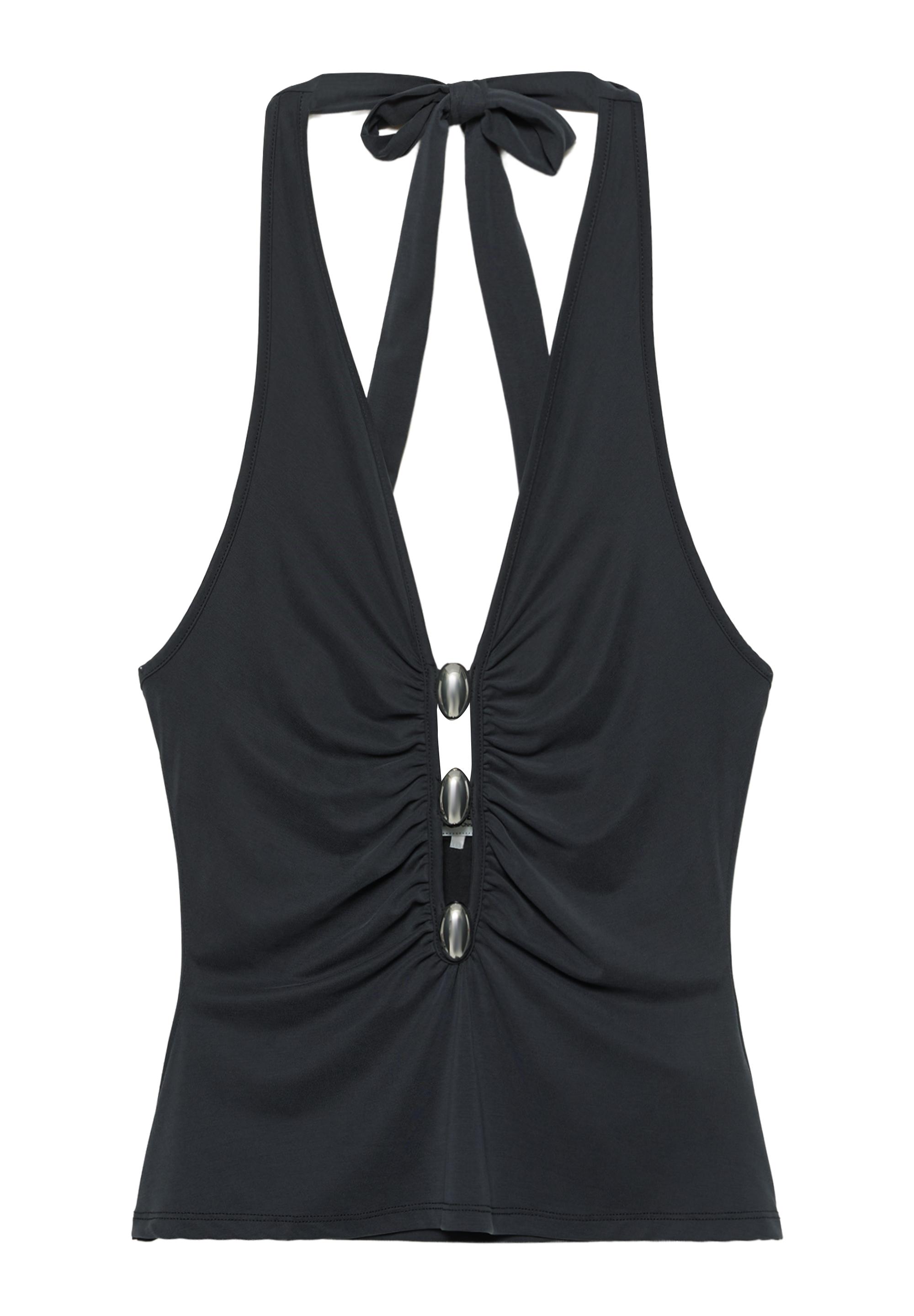 Halter top with metallic details — Dark grey