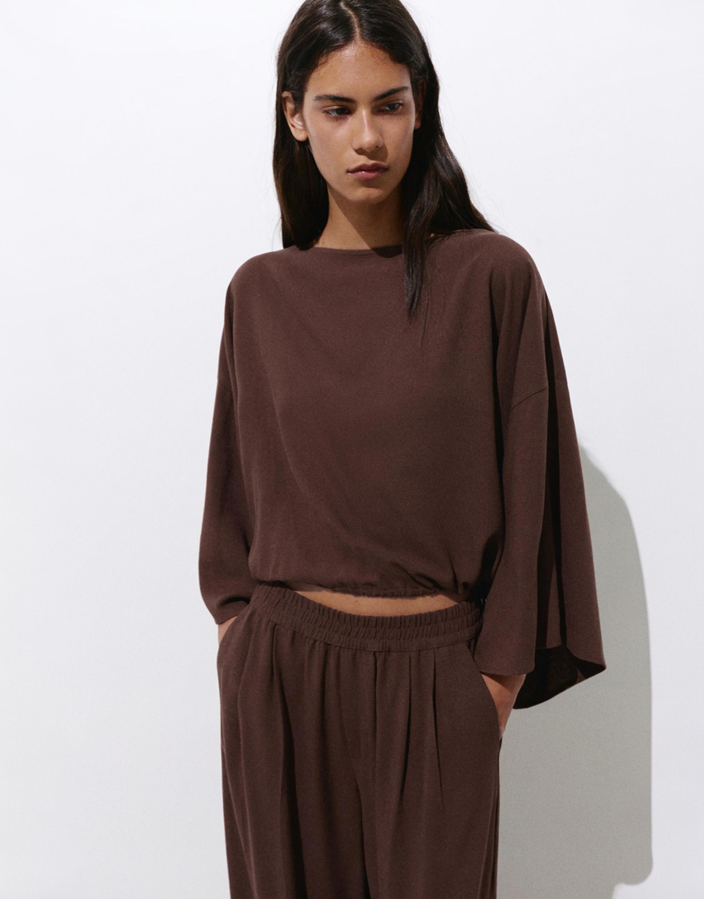 Cape blouse — Brown