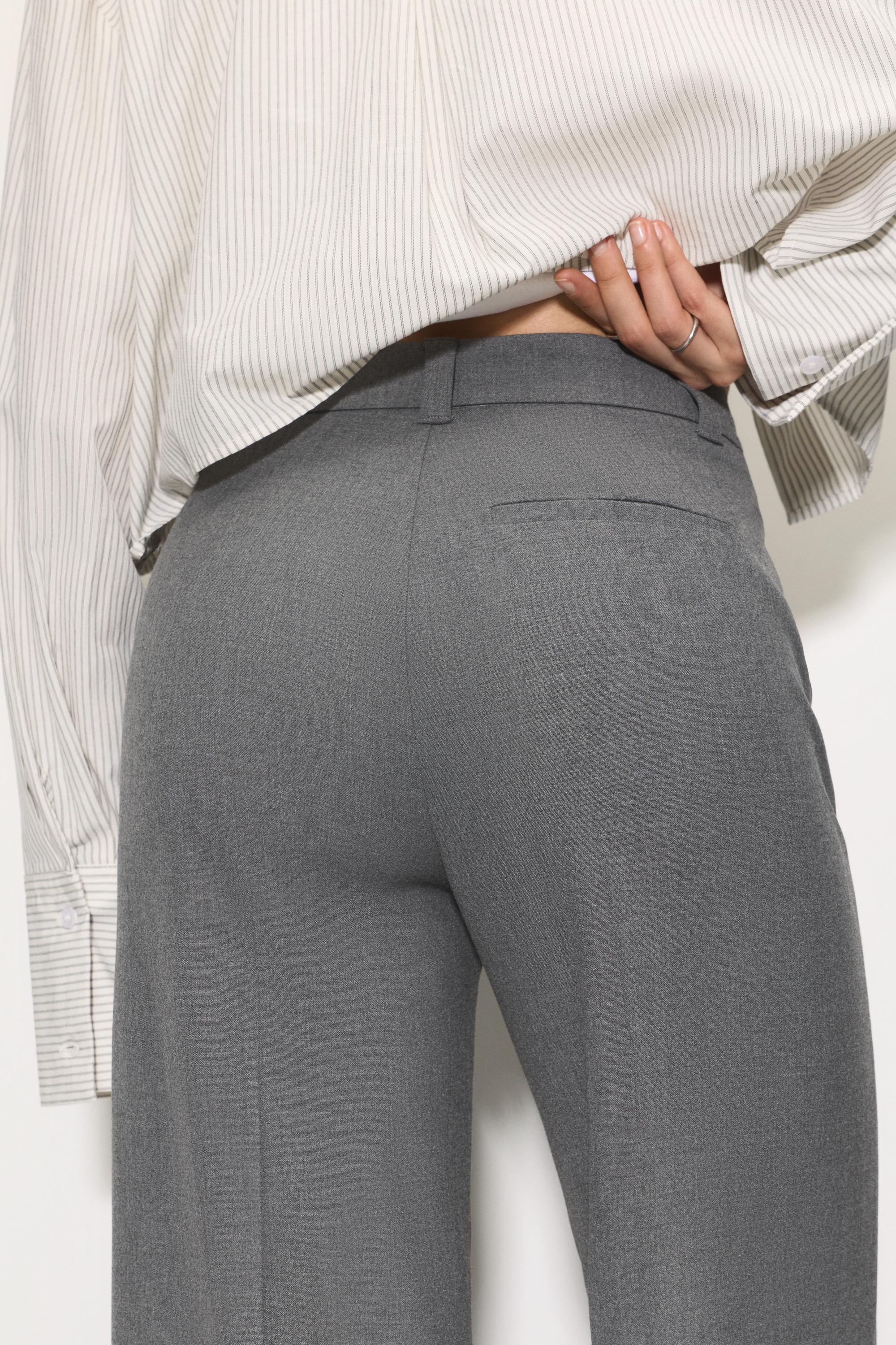 Smart high-waist straight-leg trousers — Grey
