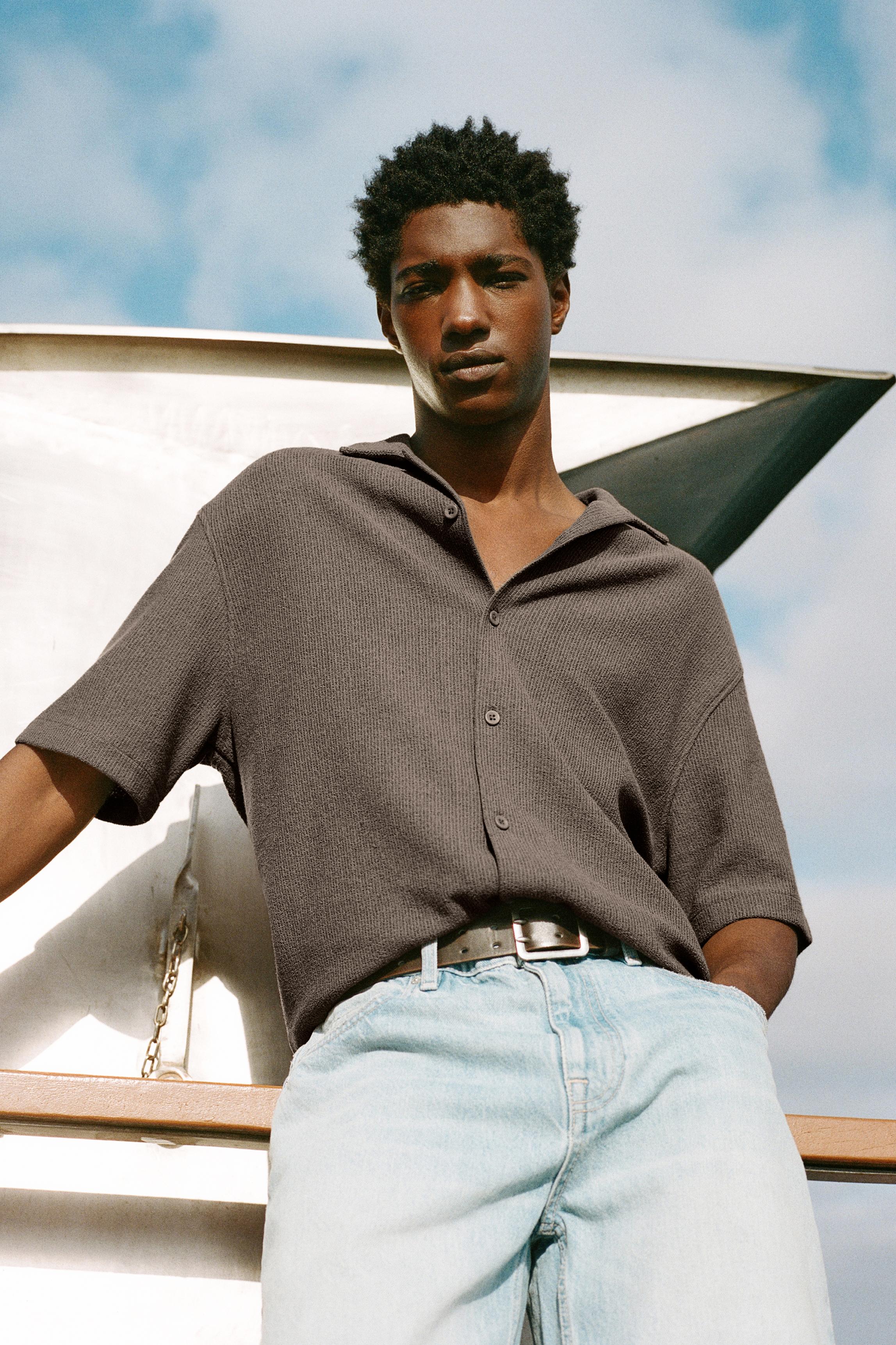 Terrycloth short sleeve shirt — Mole brown