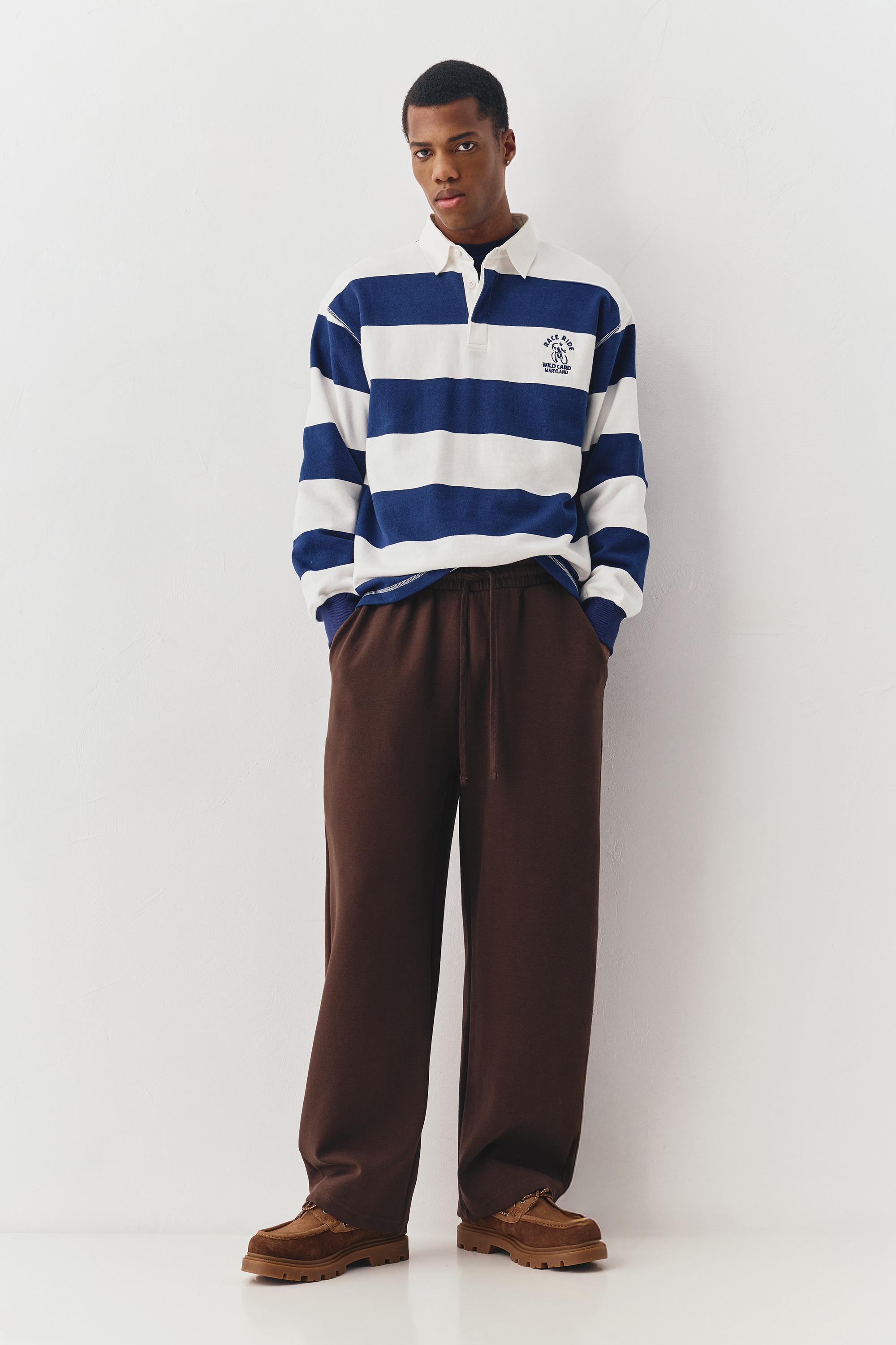 Bisikletçi nakışlı çizgili polo tişört - Görsel 19