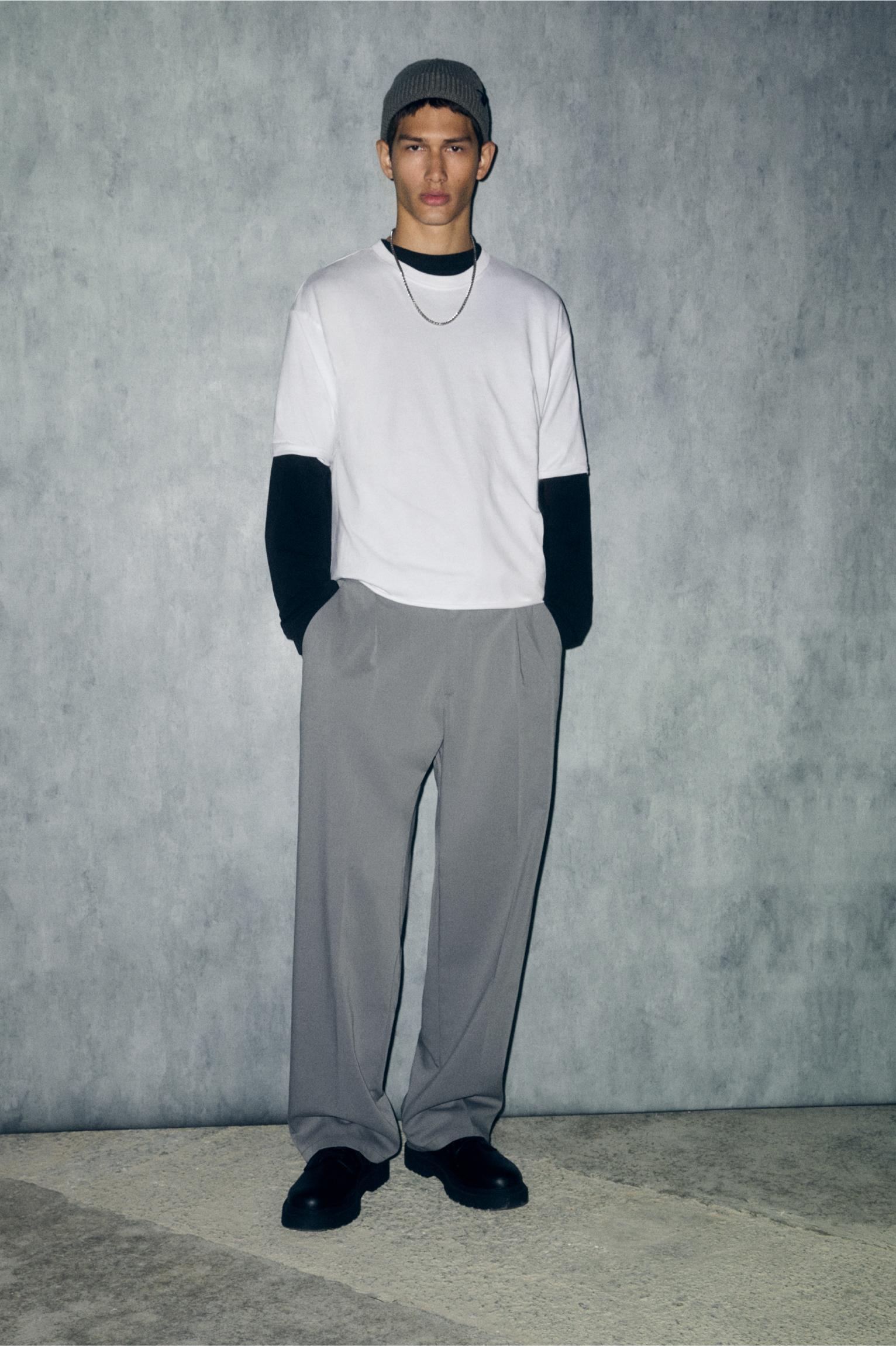 Wide-leg tailored trousers — Grey