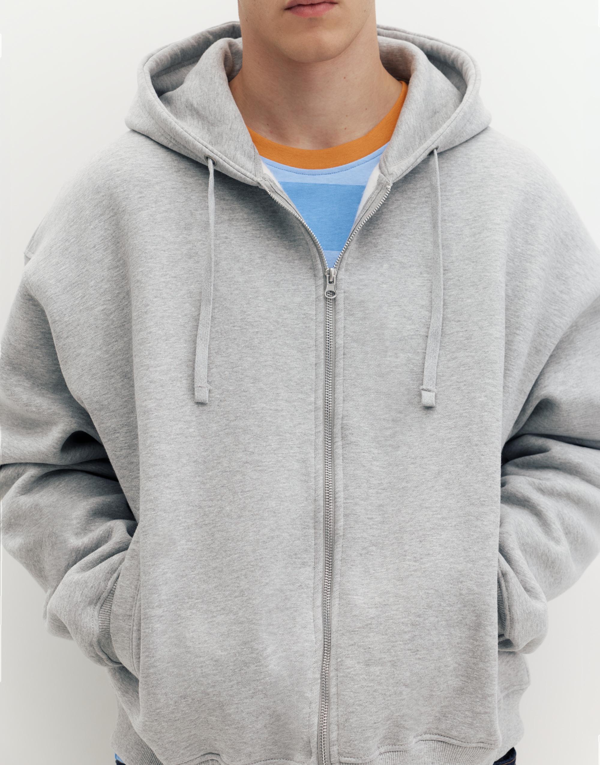 Zip-up hoodie — Grey marl