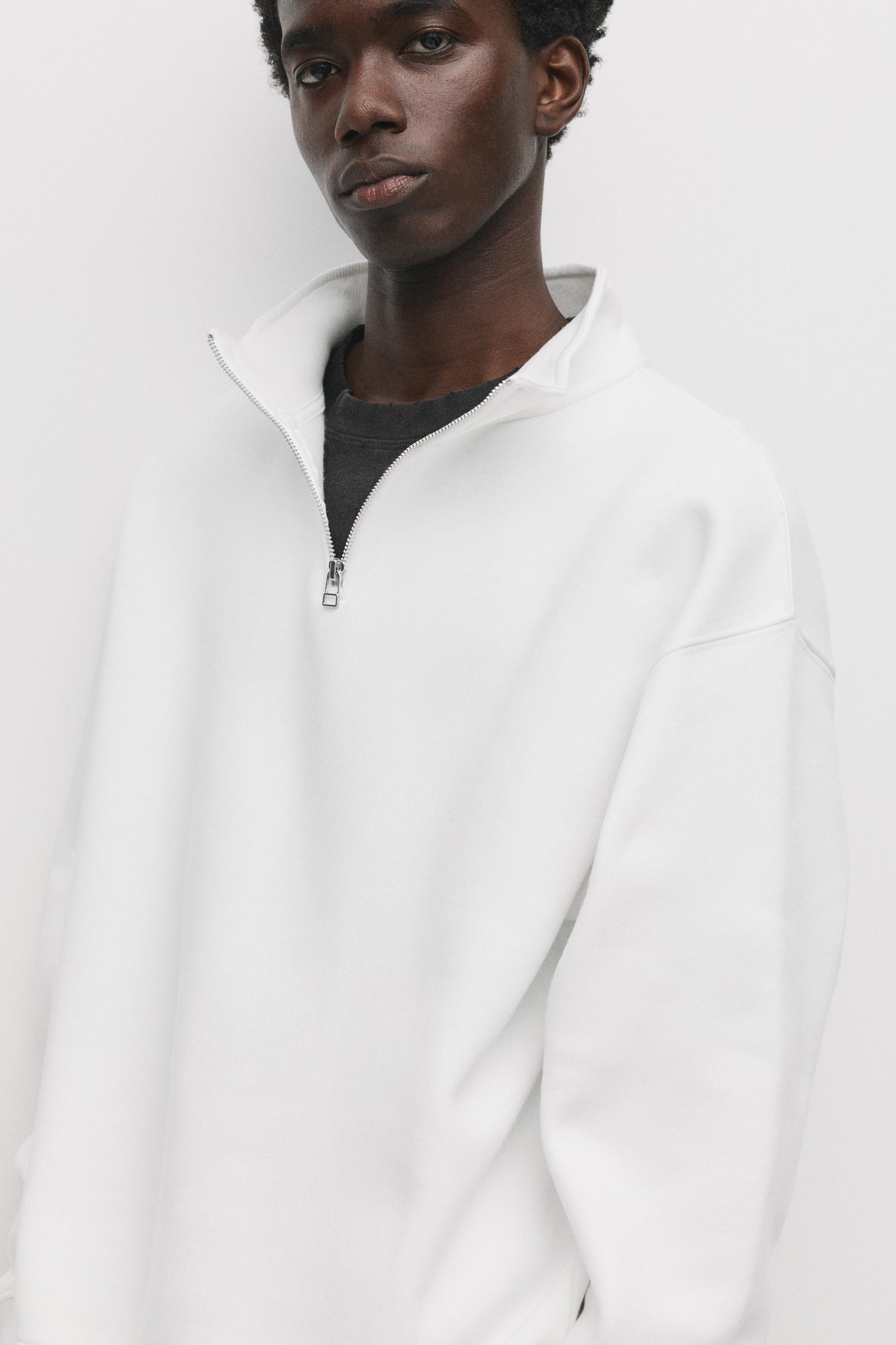 Basic quarter-zip sweatshirt — Off white