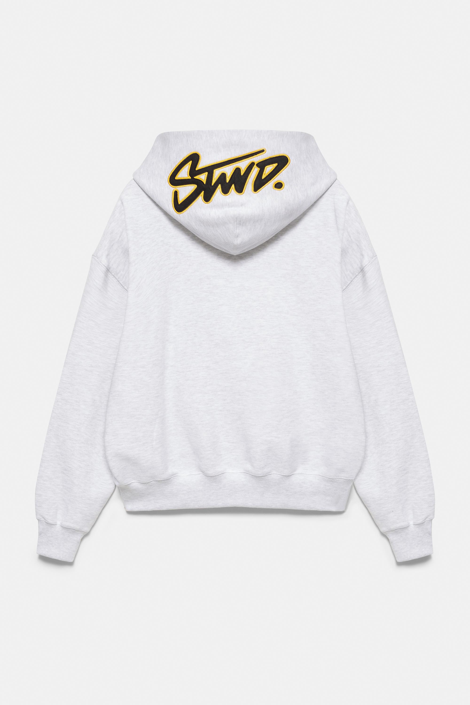 STWD boxy-fit logo hoodie — Pale marl