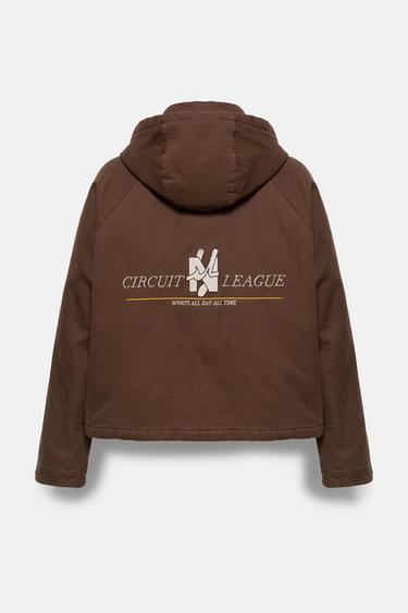 Jacket with hood and fireman clasp — Brown 6