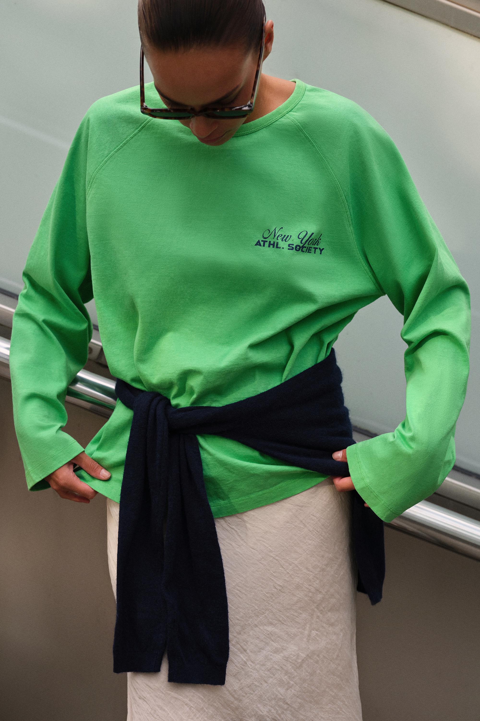 Raglan sleeve graphic T-shirt — Green