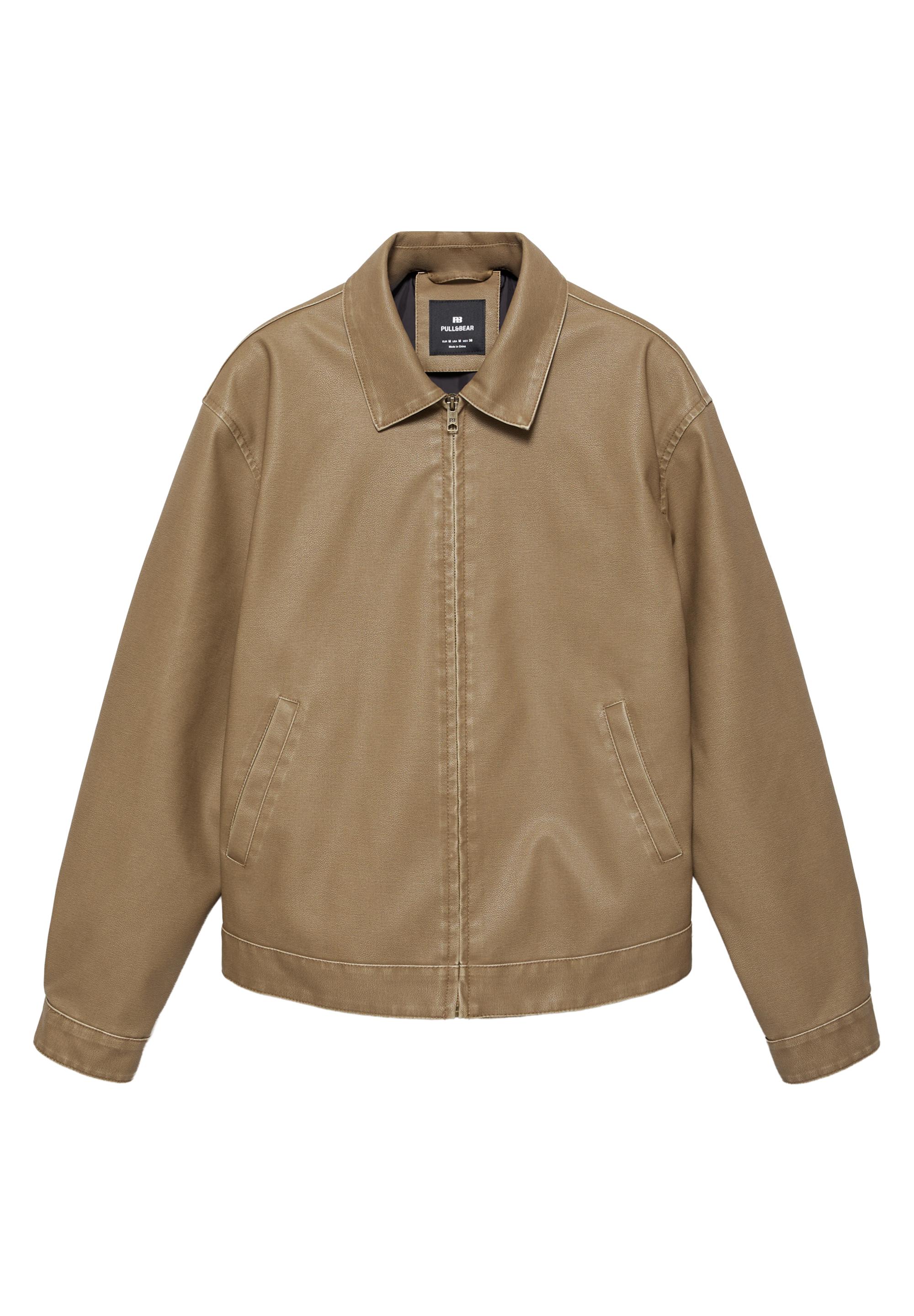 Washed faux leather jacket — Ocher