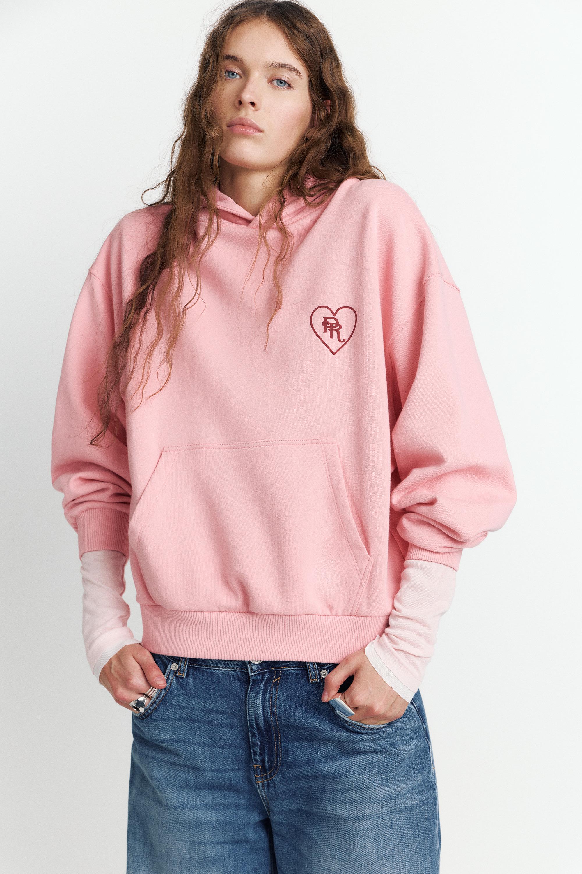 Kalp grafik baskılı kapüşonlu sweatshirt - Görsel 11