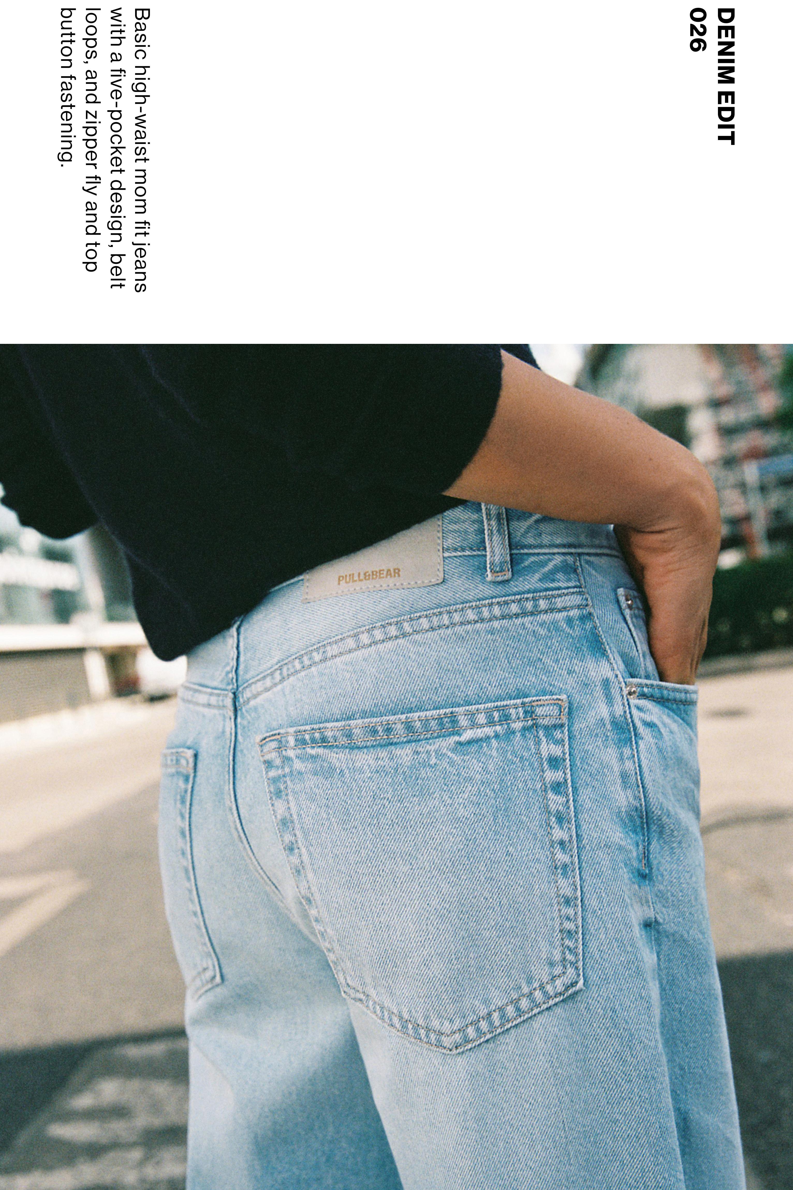 High-waist wide straight-leg jeans — Sky blue