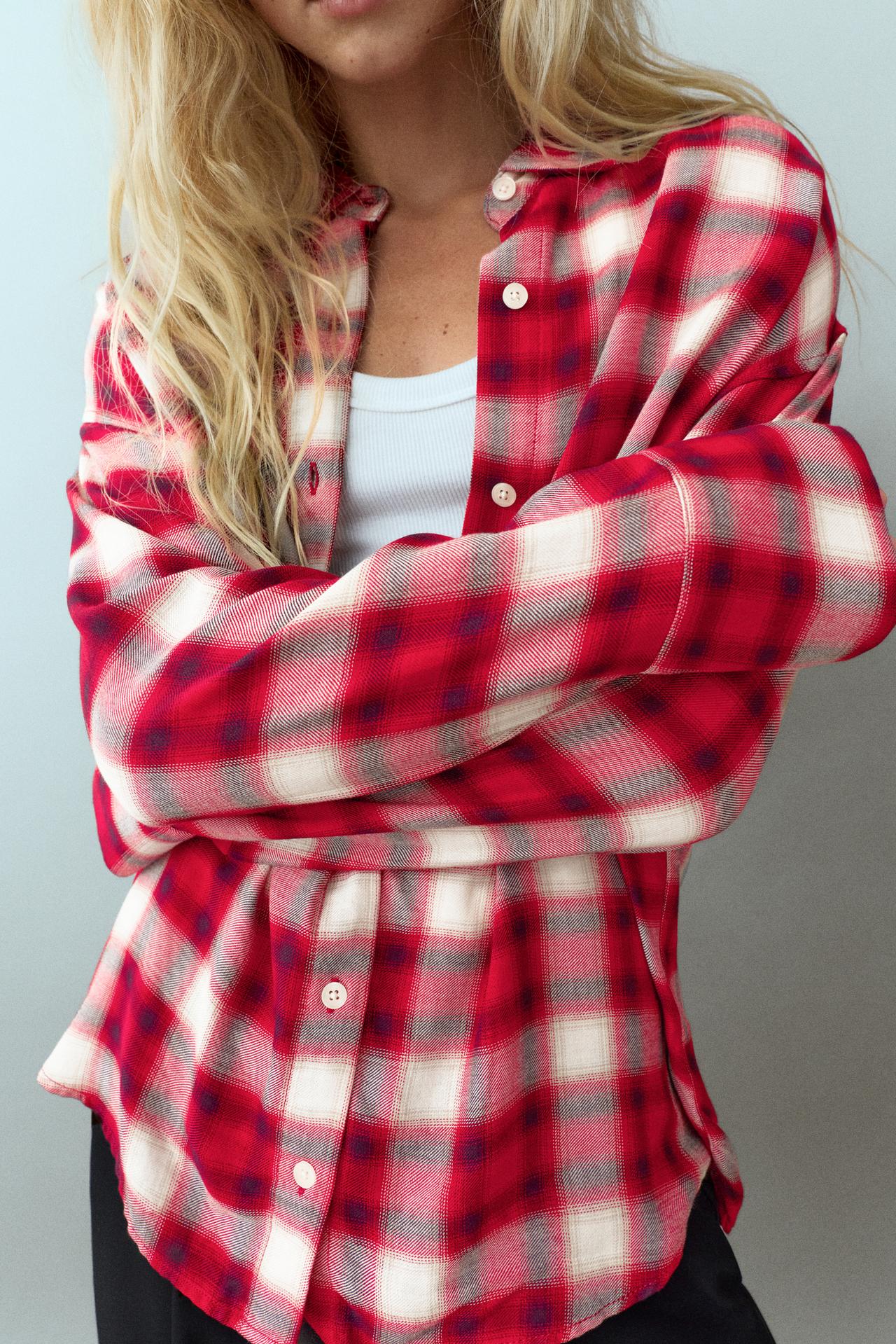 Long sleeve check shirt — White/Red