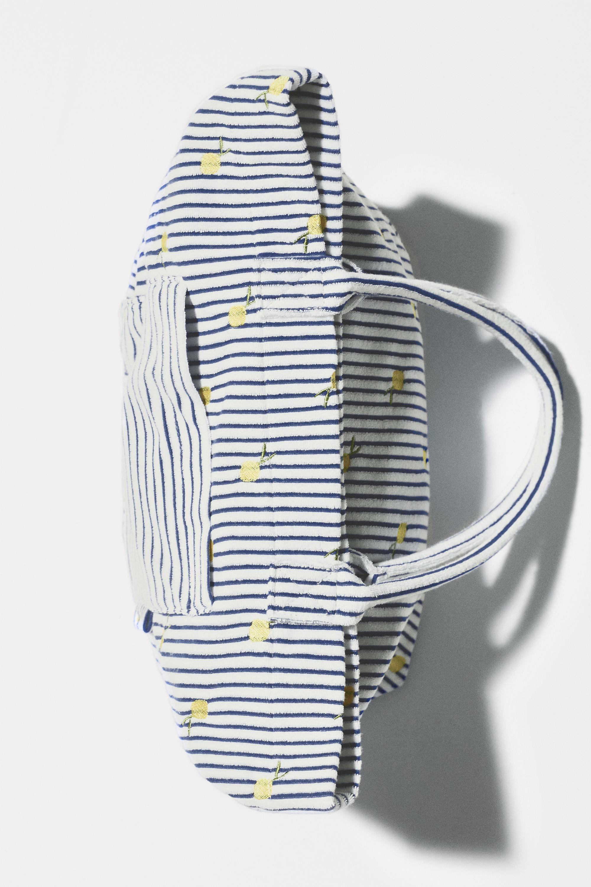 Striped towel shopper bag — Blue