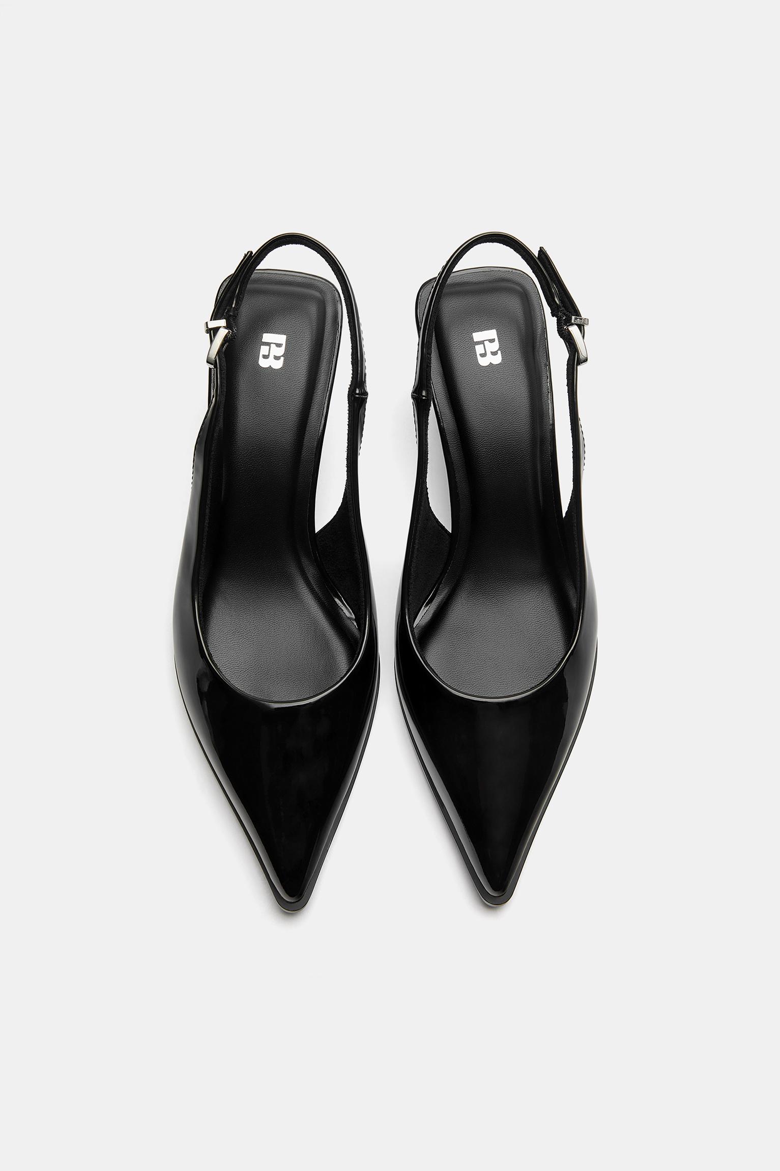 Patent slingback heels — Black