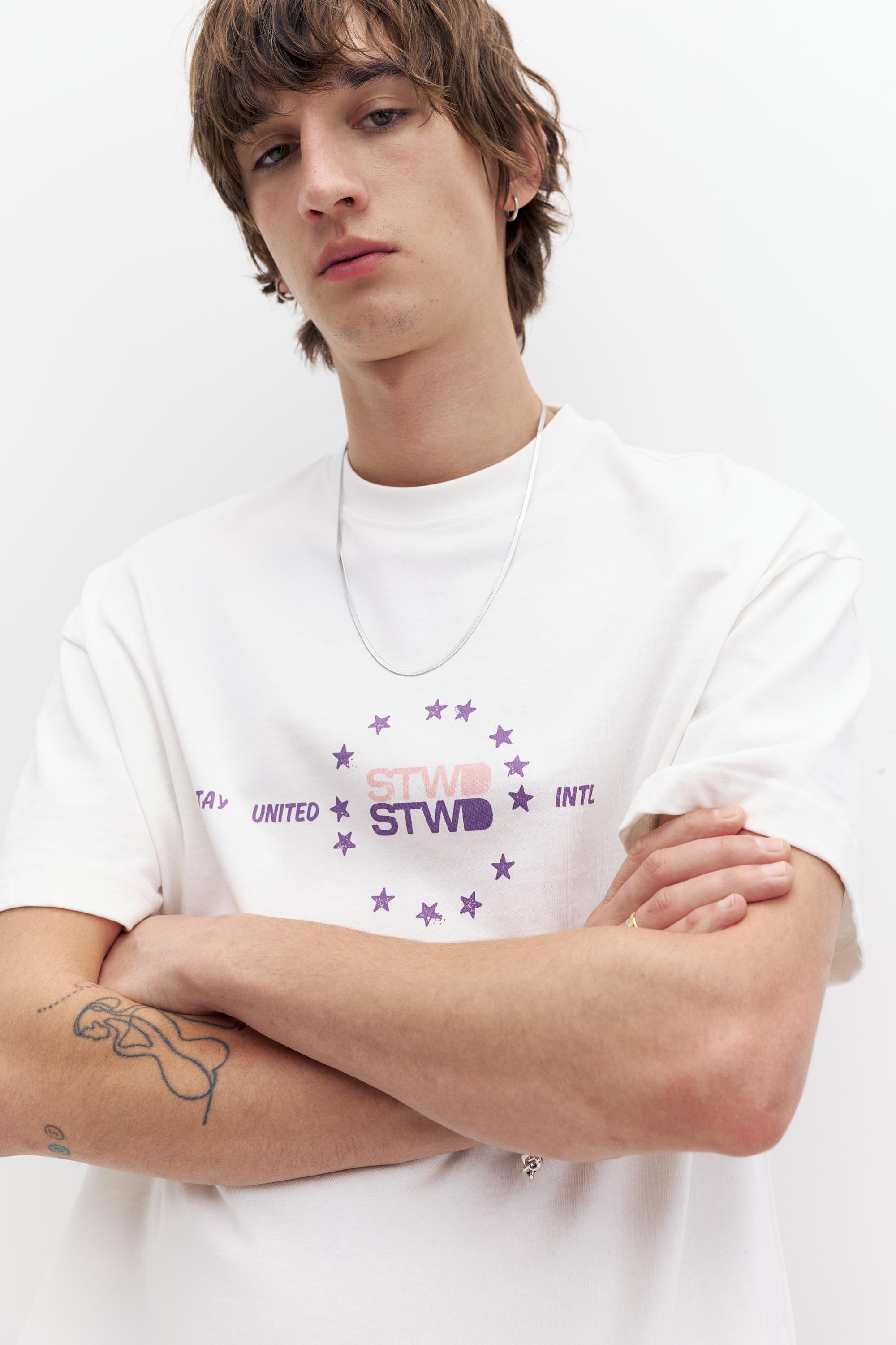 STWD yıldız baskılı t-shirt - Görsel 10