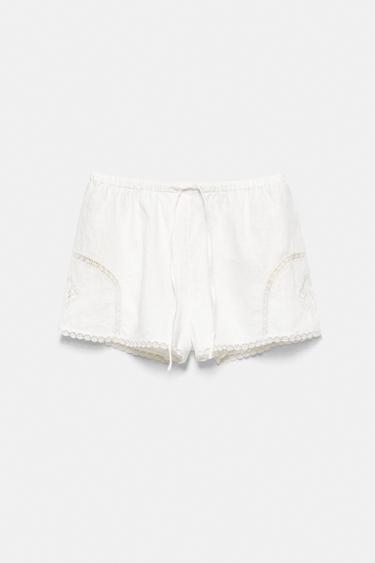 100% linen Encaixe de Camariñas x Pull&Bear shorts — Off white 10