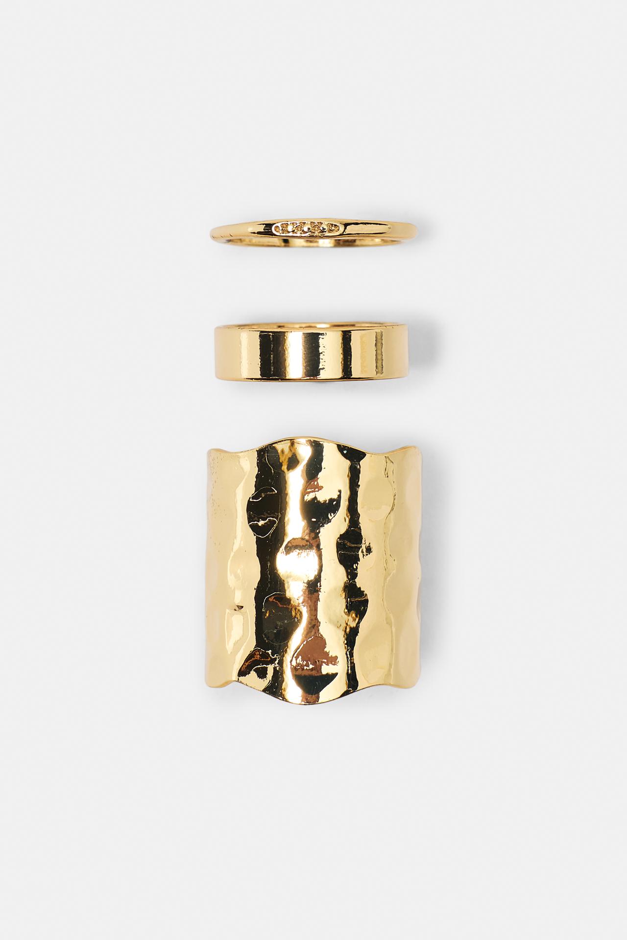 Pack of 3 textured rings — Gold