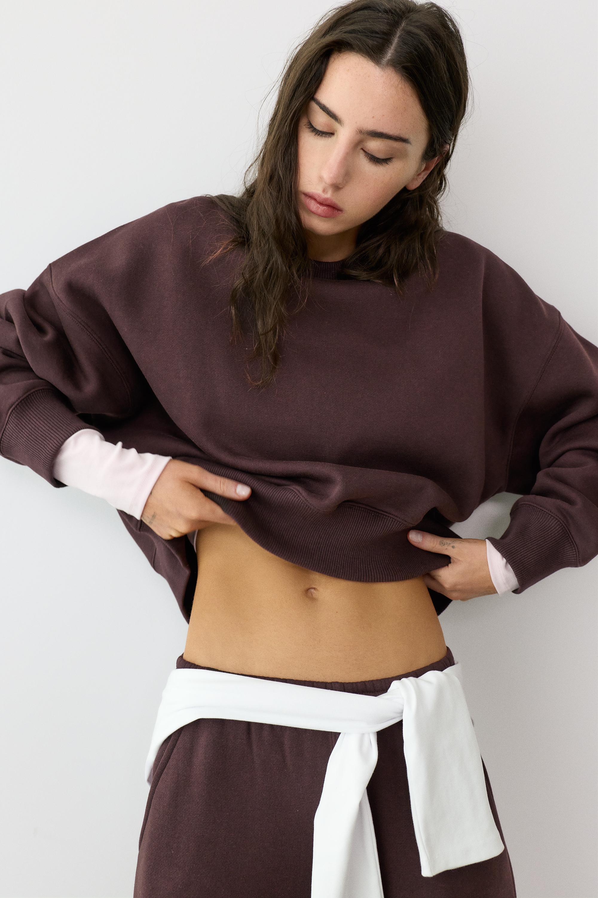 Round neck sweatshirt — Brown