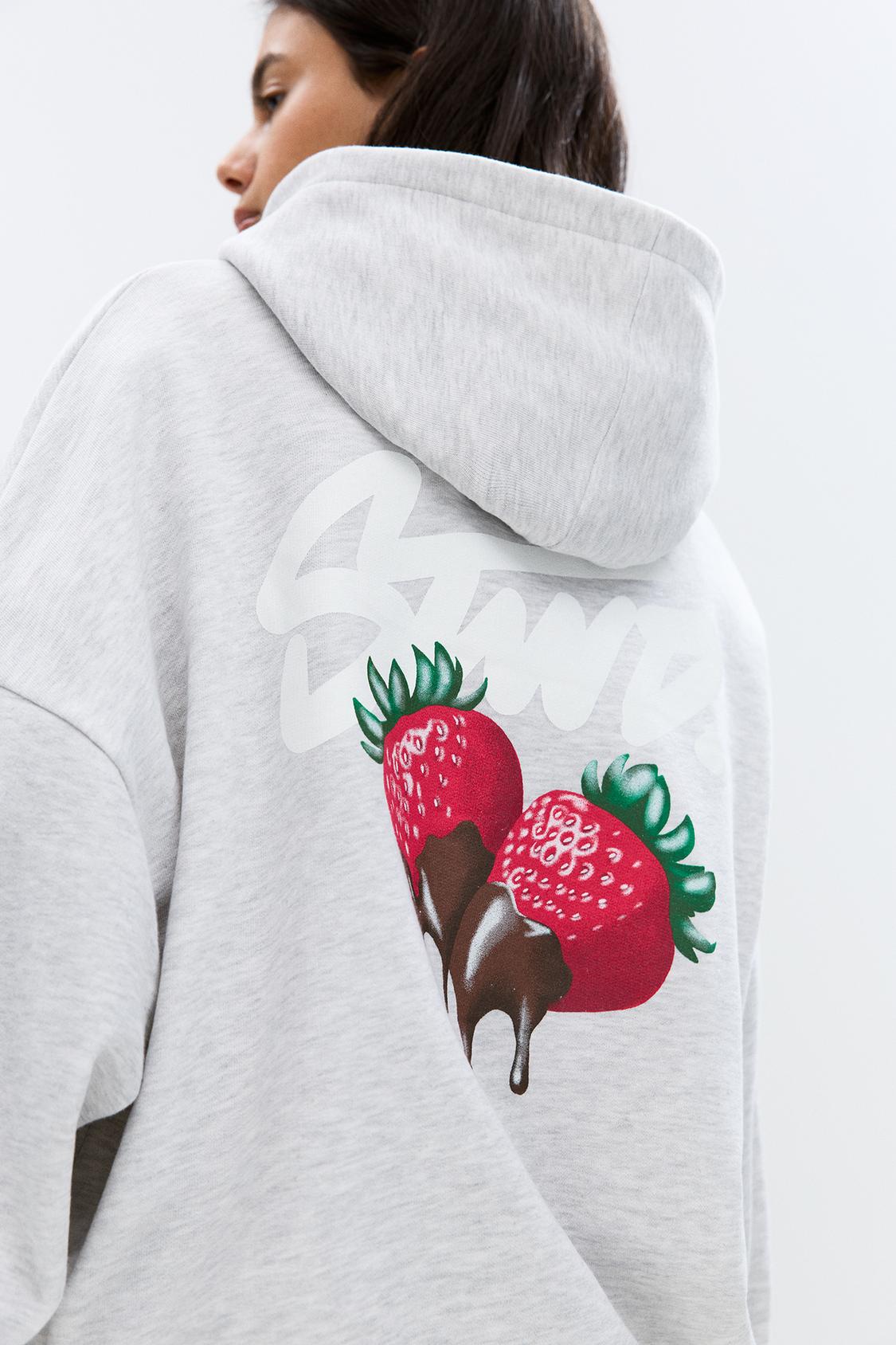 Printed Hoodie Pull And Bear Pink Hoodie STWD Hoodie With A - Main Image