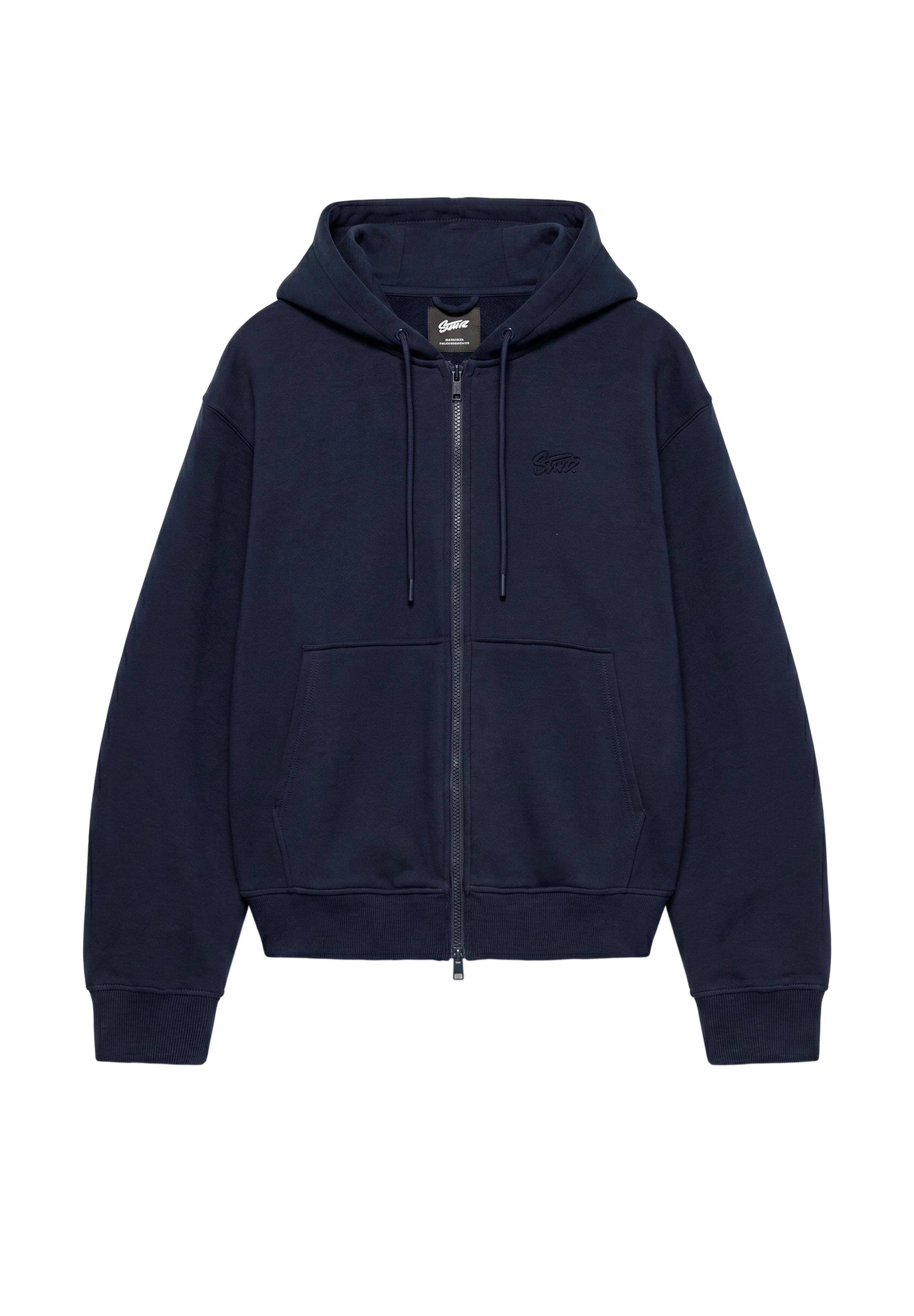 Neoprene-effect zip-up hoodie — Navy
