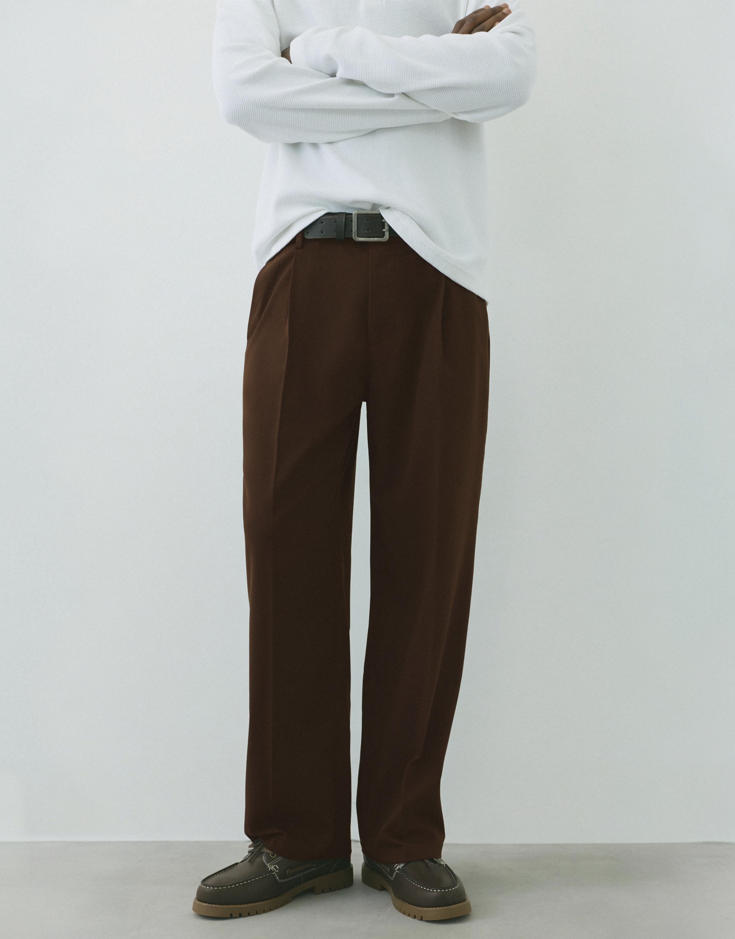 Wide-leg tailored trousers — Chocolate