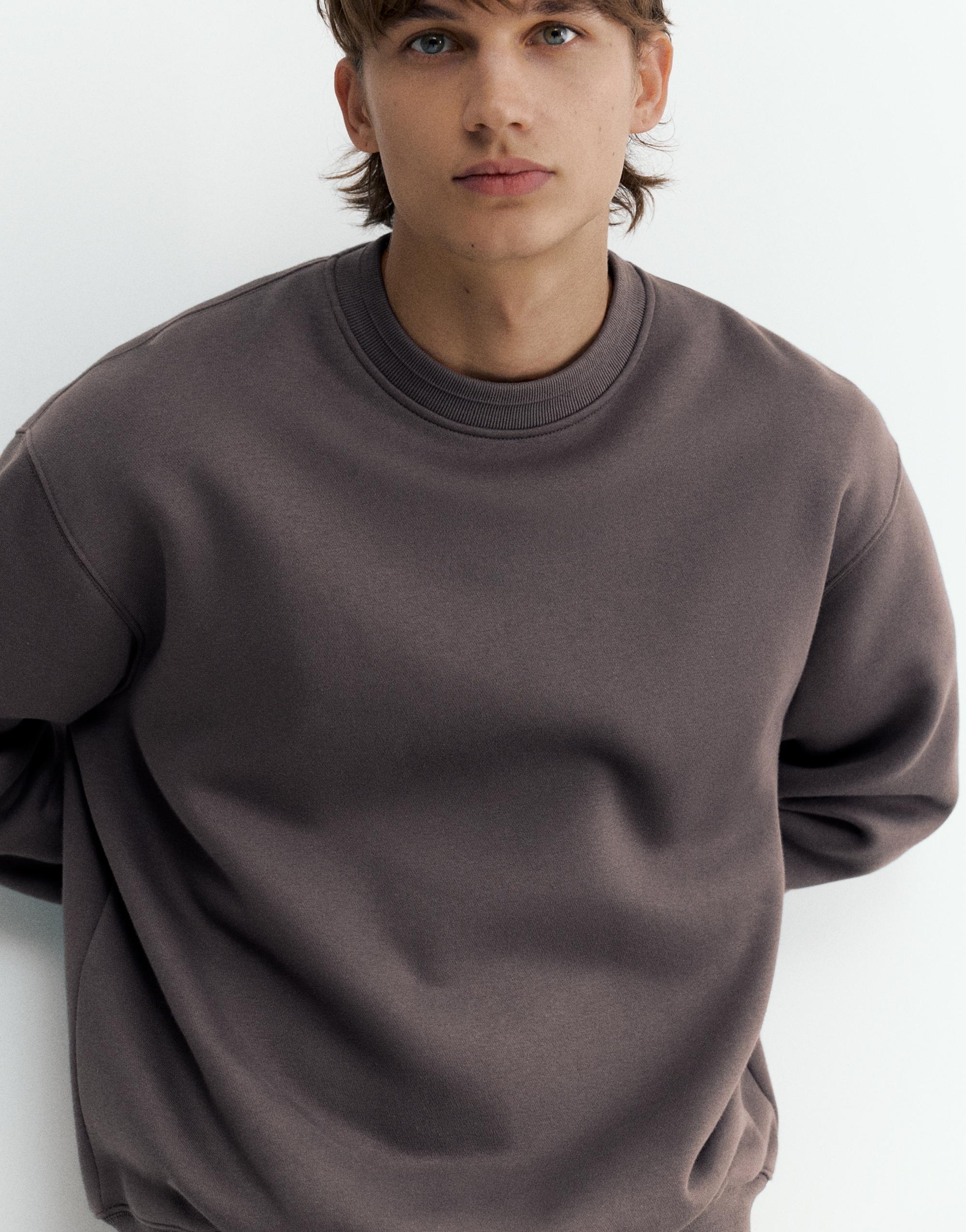 Relaxed fit round neck sweatshirt — Anthracite grey