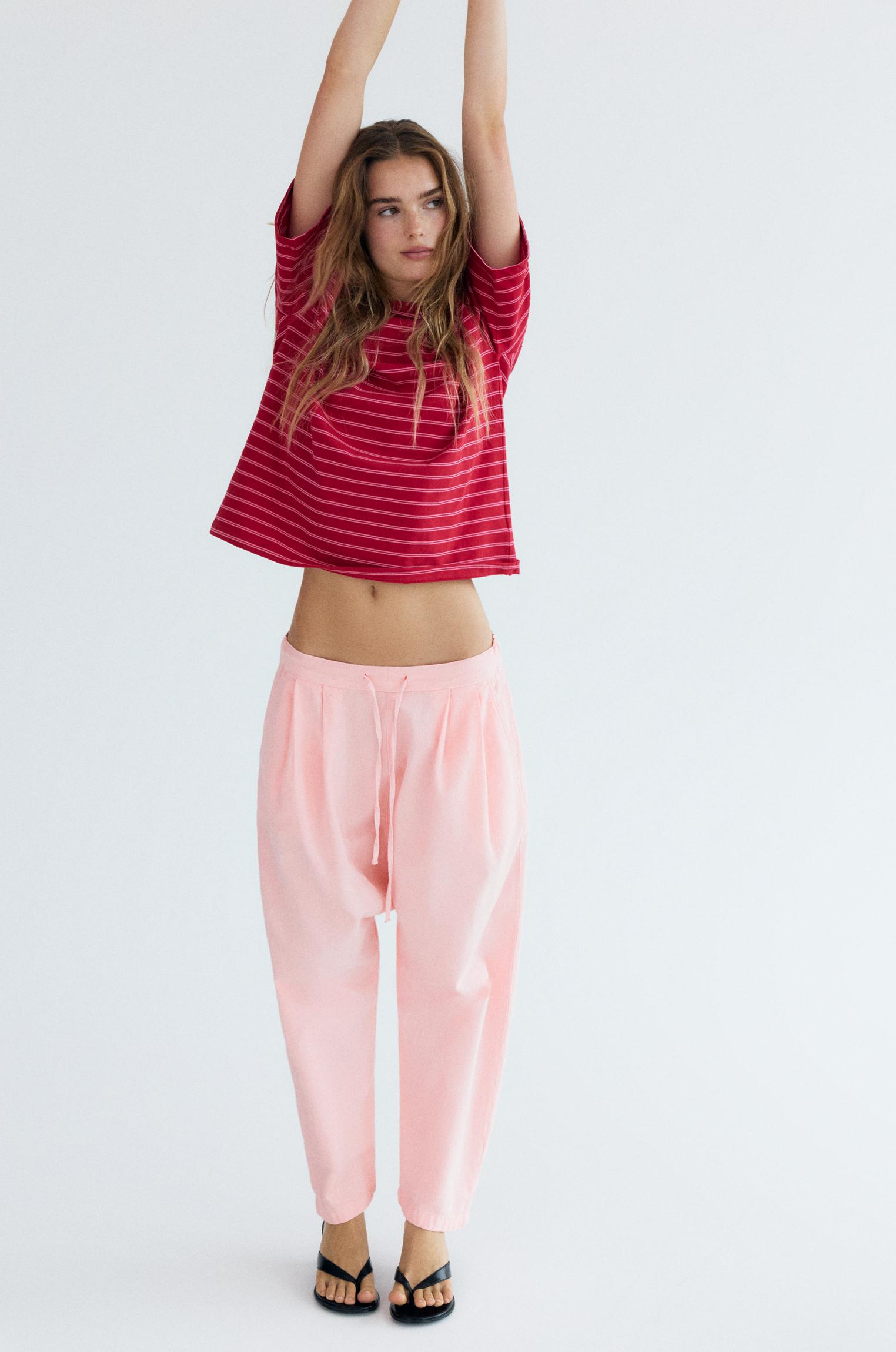 Baggy sarouel trousers with drawstring — Pink