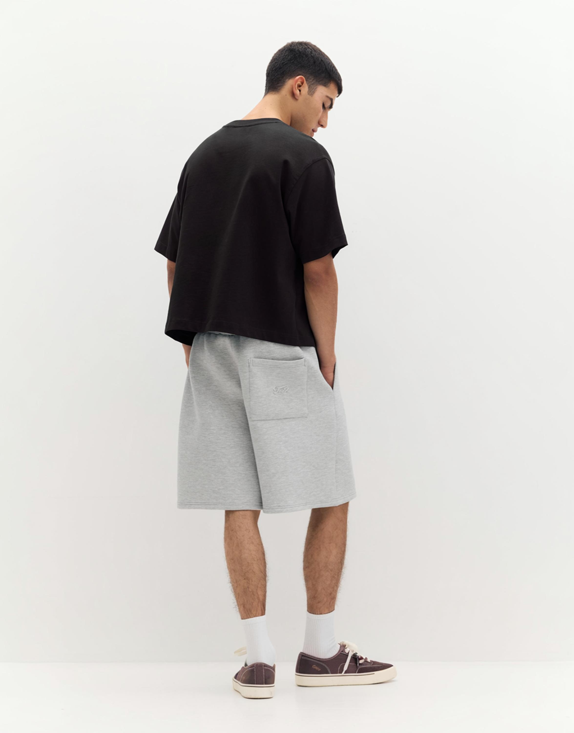 Neoprene-effect jogger Bermuda shorts — Grey marl