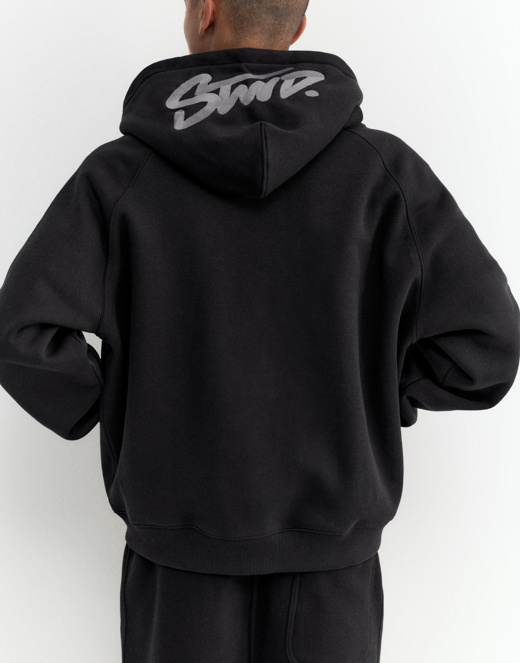 STWD zip-up hoodie — Black