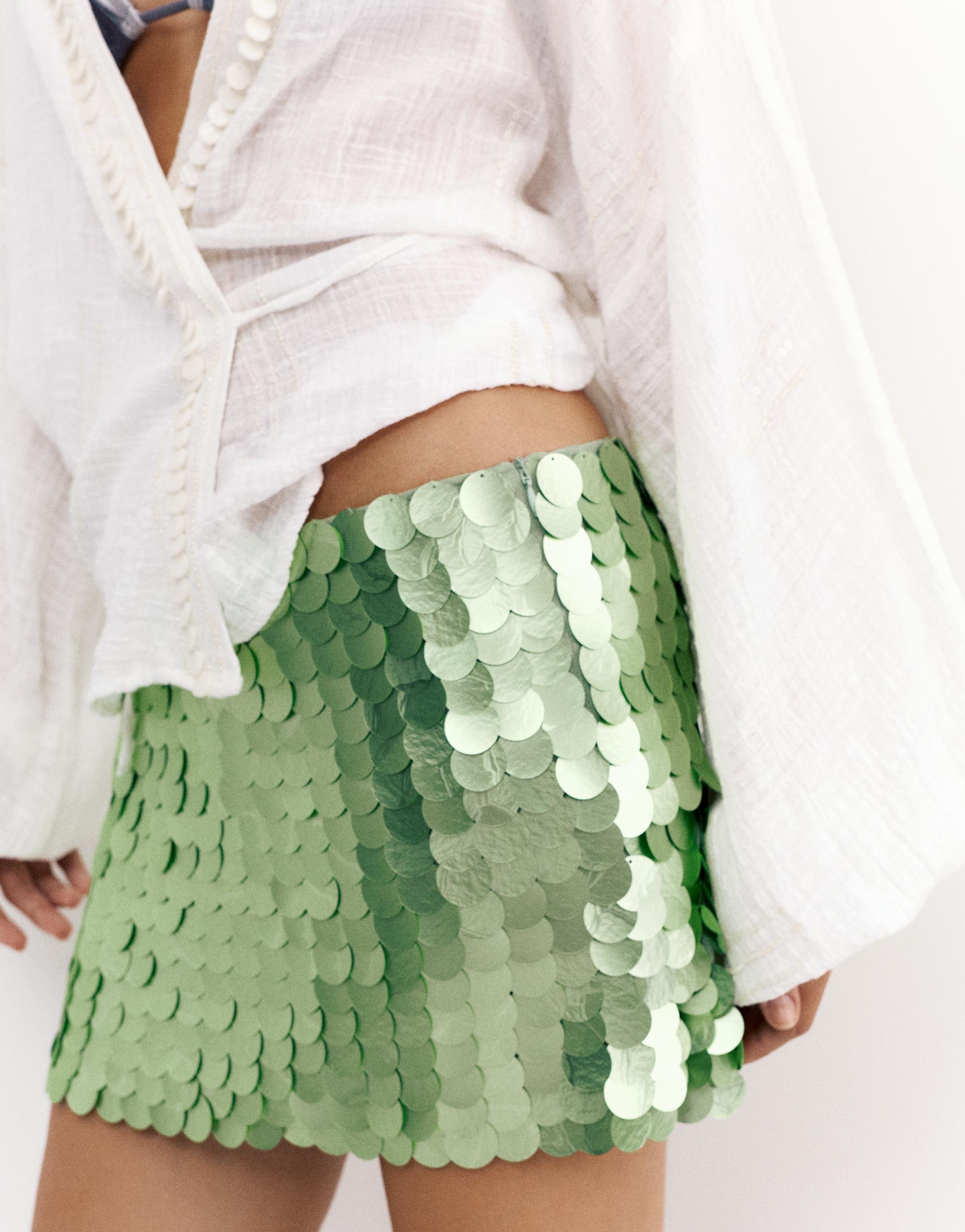 Sequin mini skirt — Green