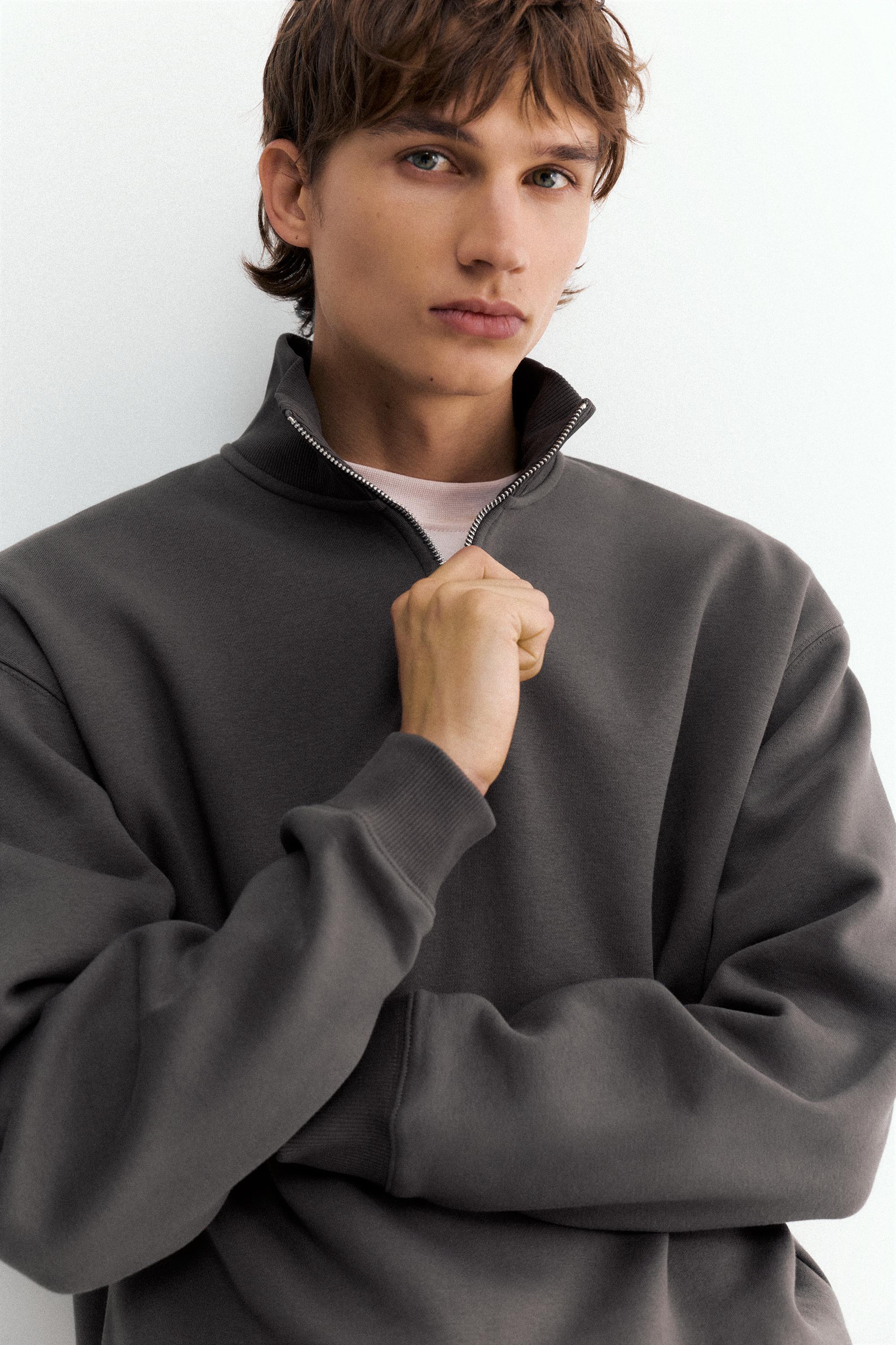 Quarter-zip sweatshirt — Anthracite grey