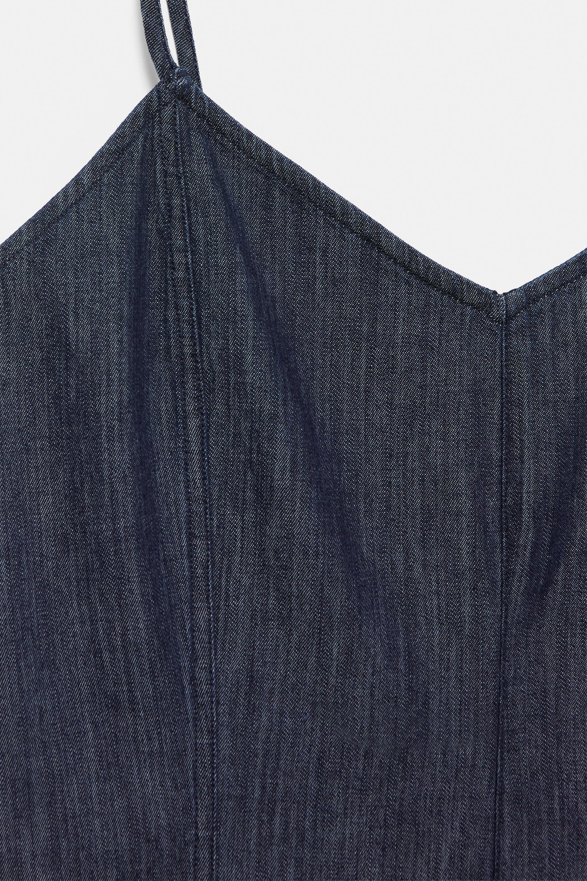Denim playsuit with straps — Navy