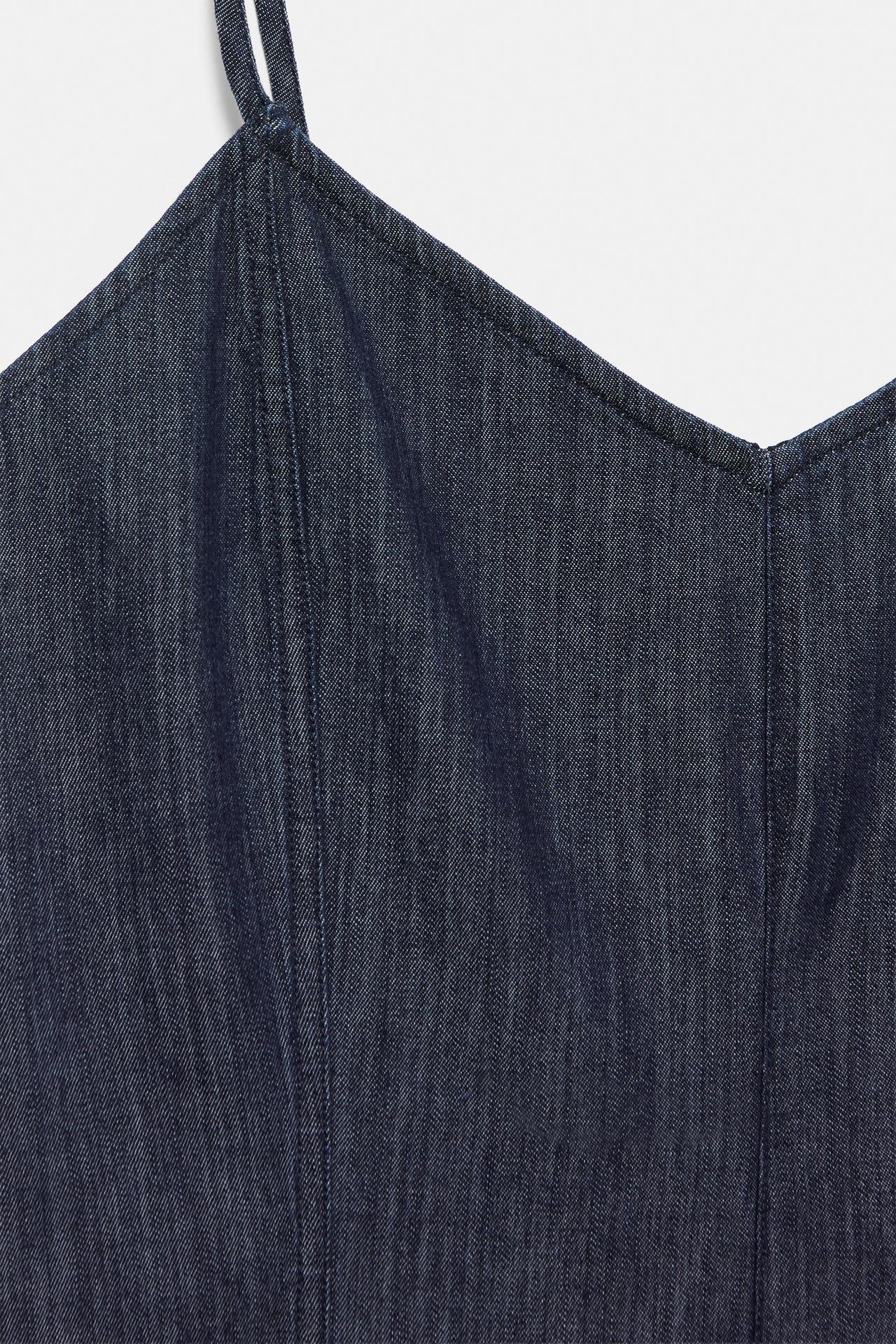Denim playsuit with straps — Navy