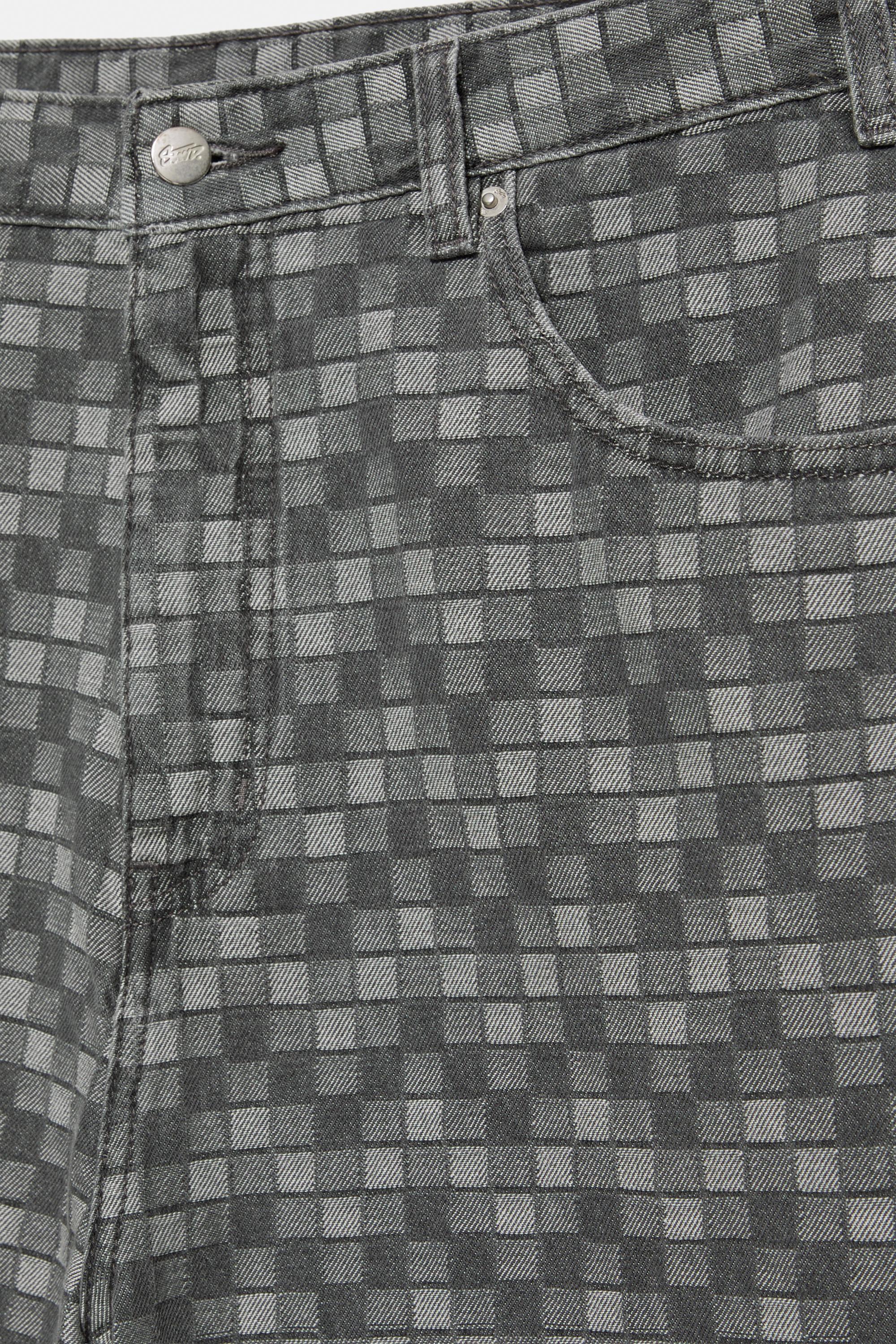 Checked denim Bermuda shorts — Faded black
