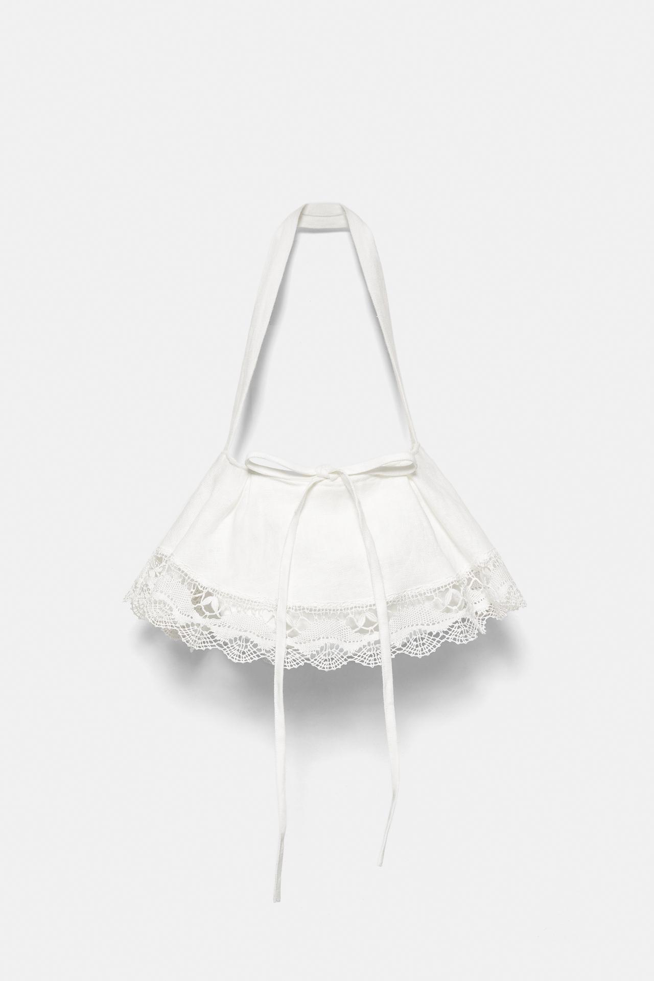 Encaixe de Camariñas x Pull&Bear 100% linen bag — Off white