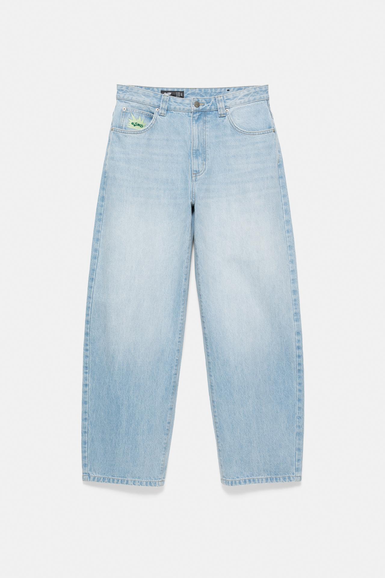 Barrel jeans with embroidered detail — Pale indigo