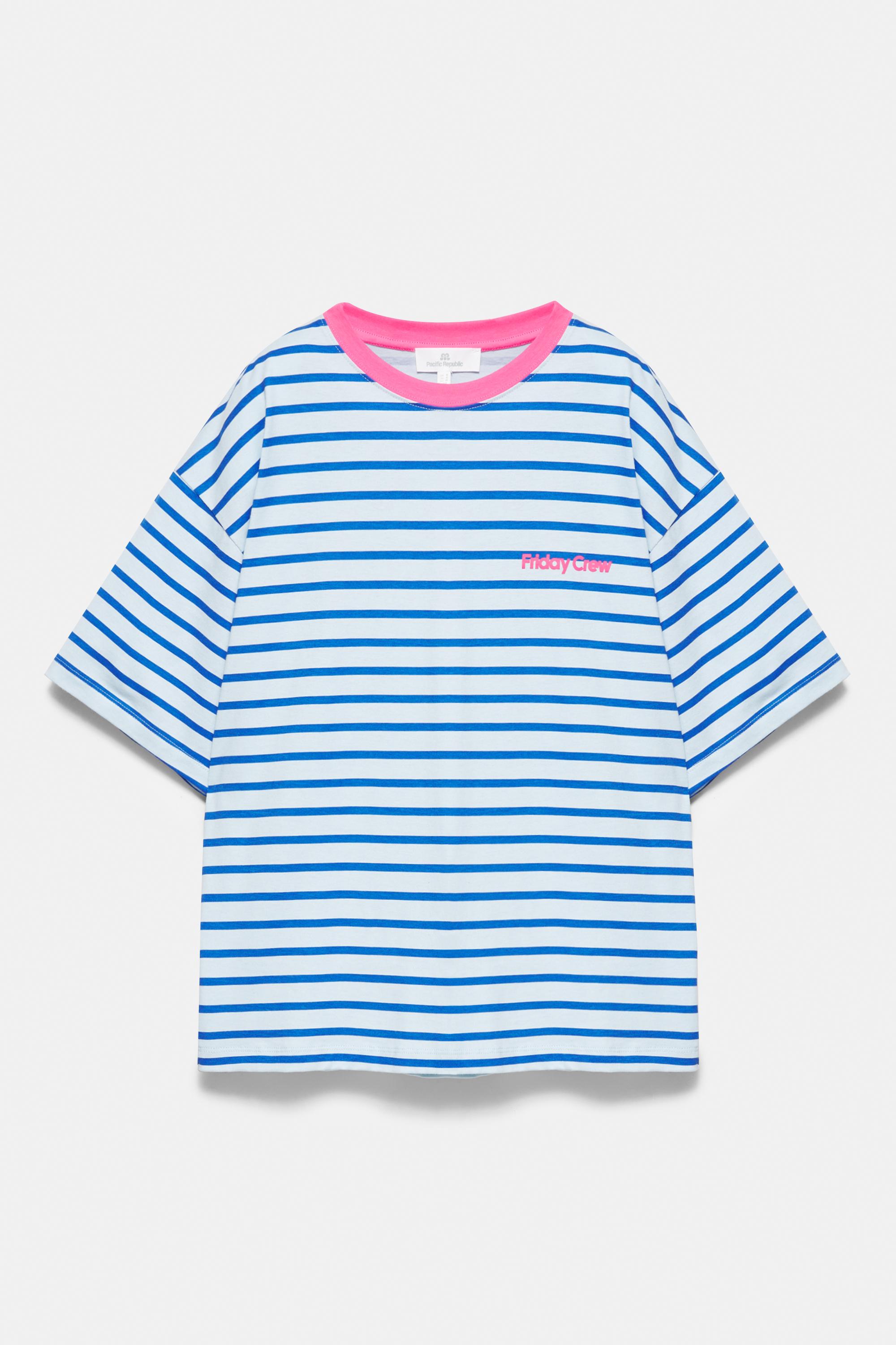 Striped short sleeve T-shirt — Deep blue