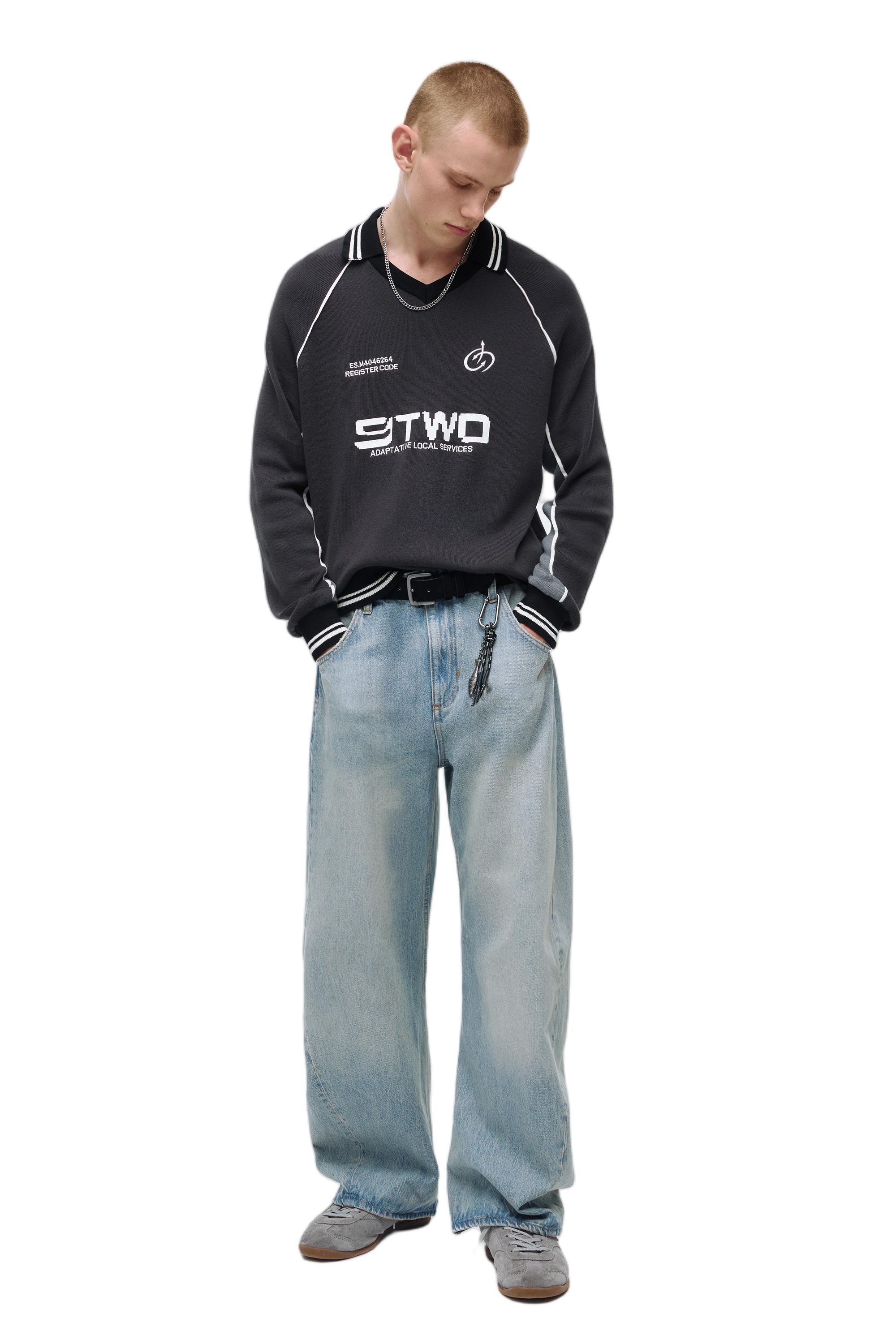 Long sleeve STWD polo shirt — Anthracite grey