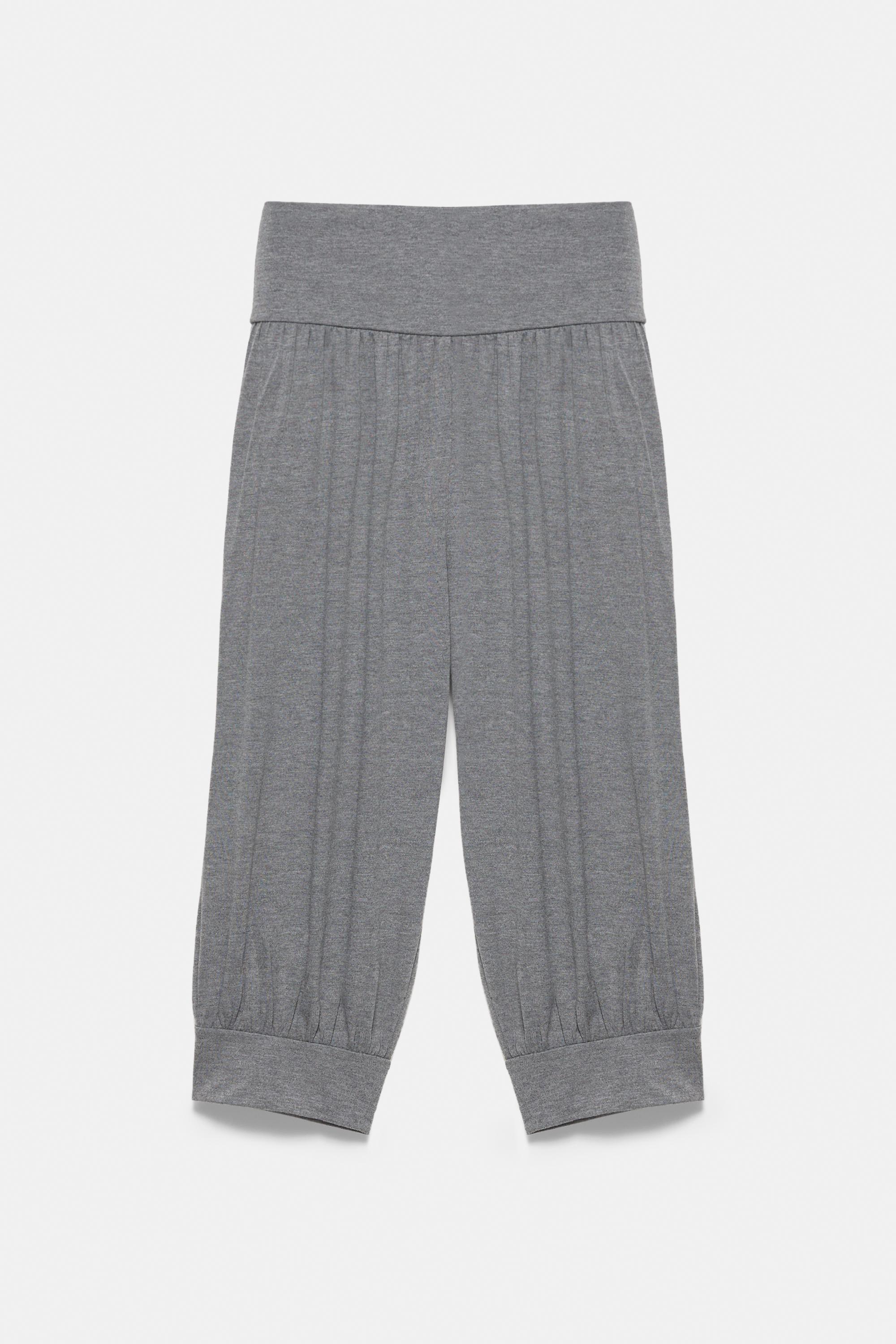 Cropped sarouel trousers — Grey marl