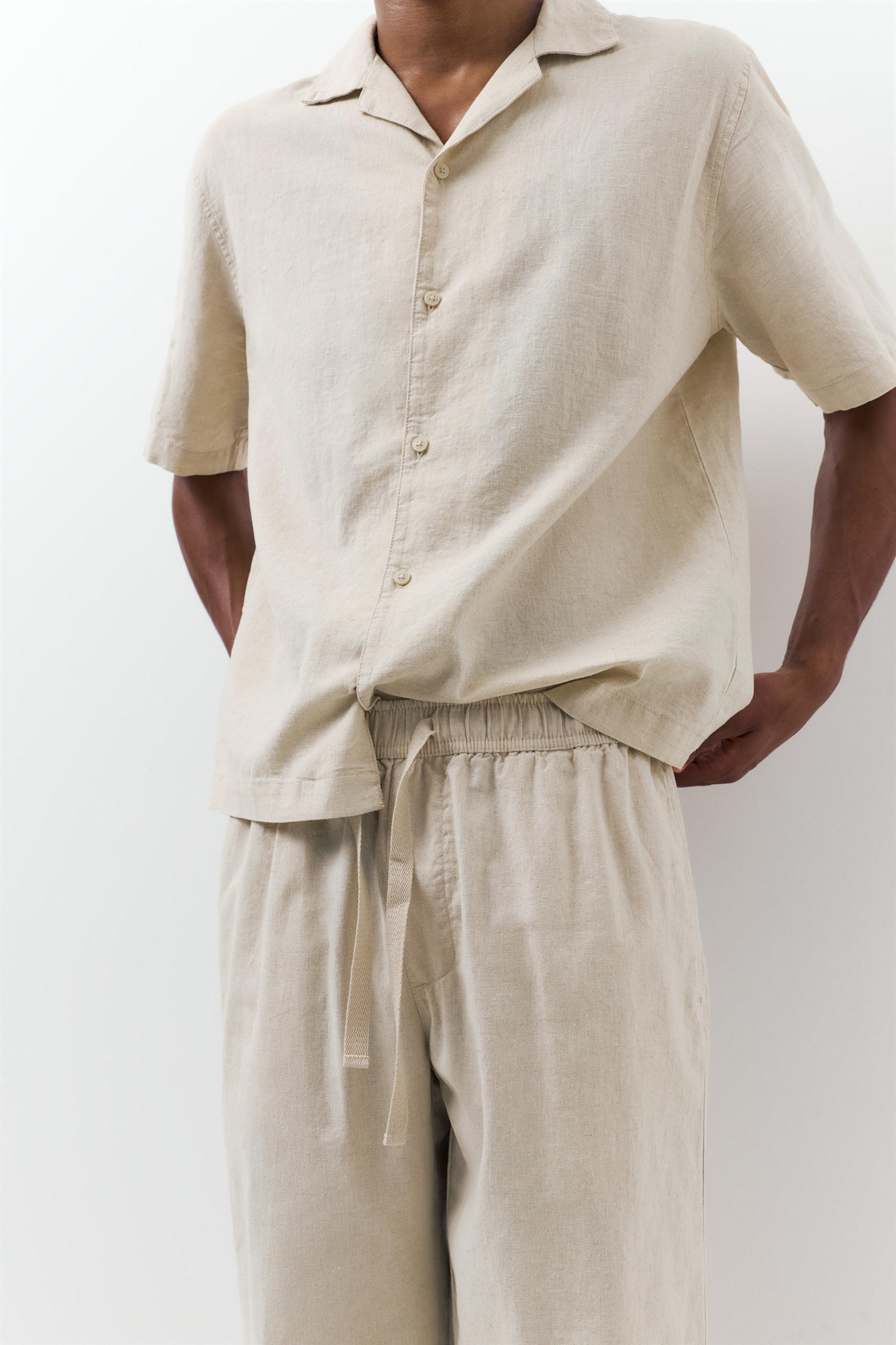 Linen blend jogger trousers — Beige