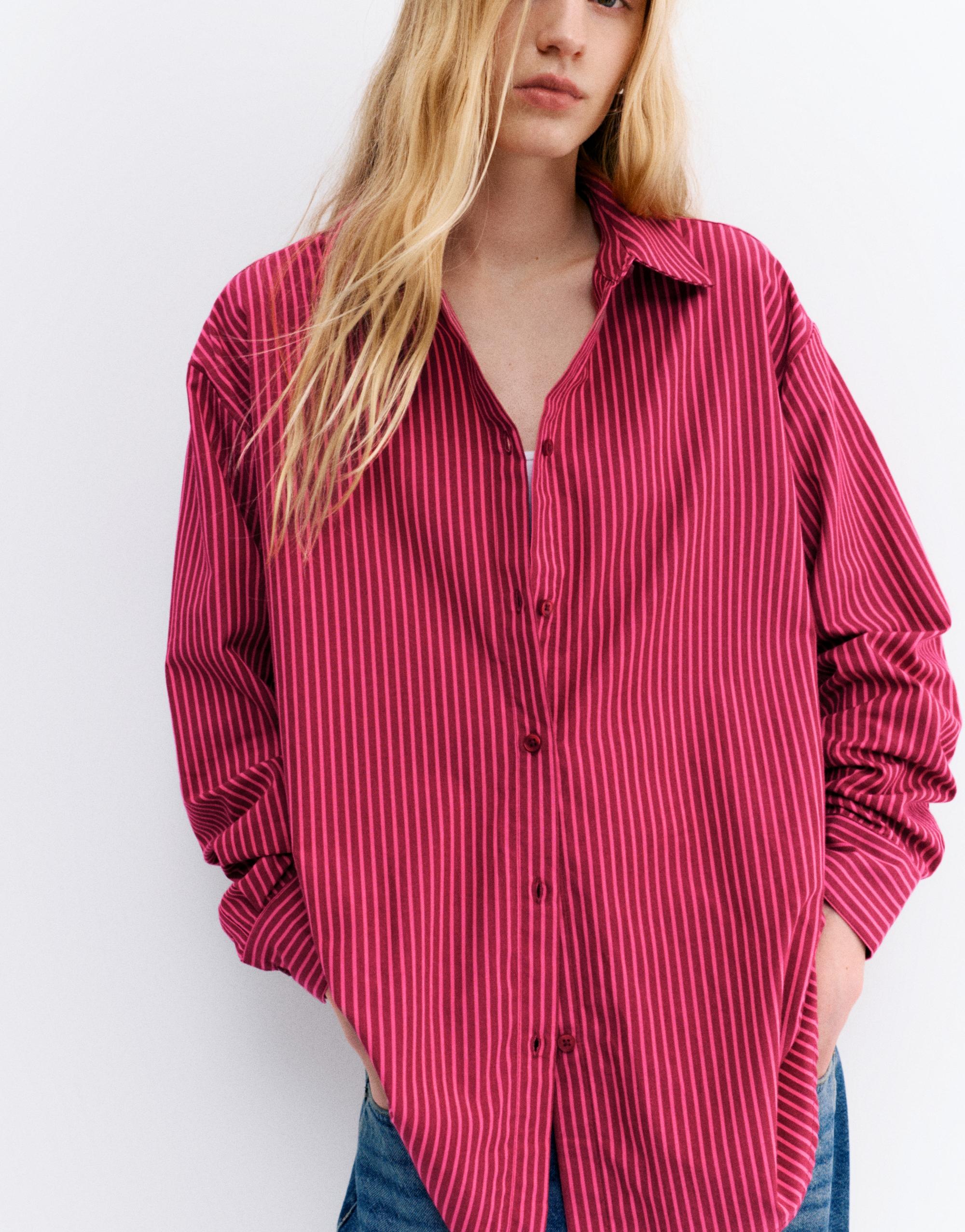 Çizgili poplin gömlek - Görsel 8
