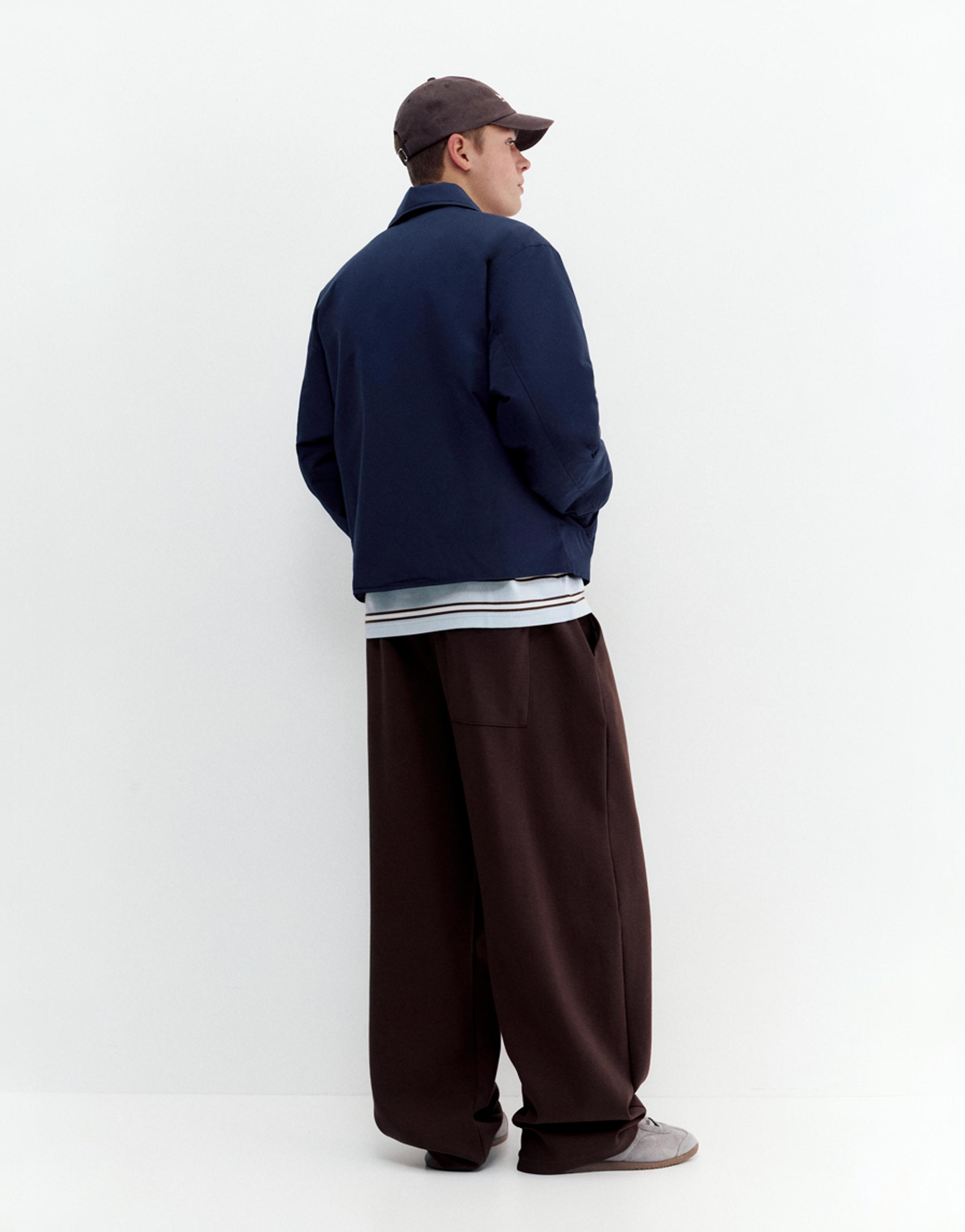 Bomber jacket with shirt collar — Dark navy