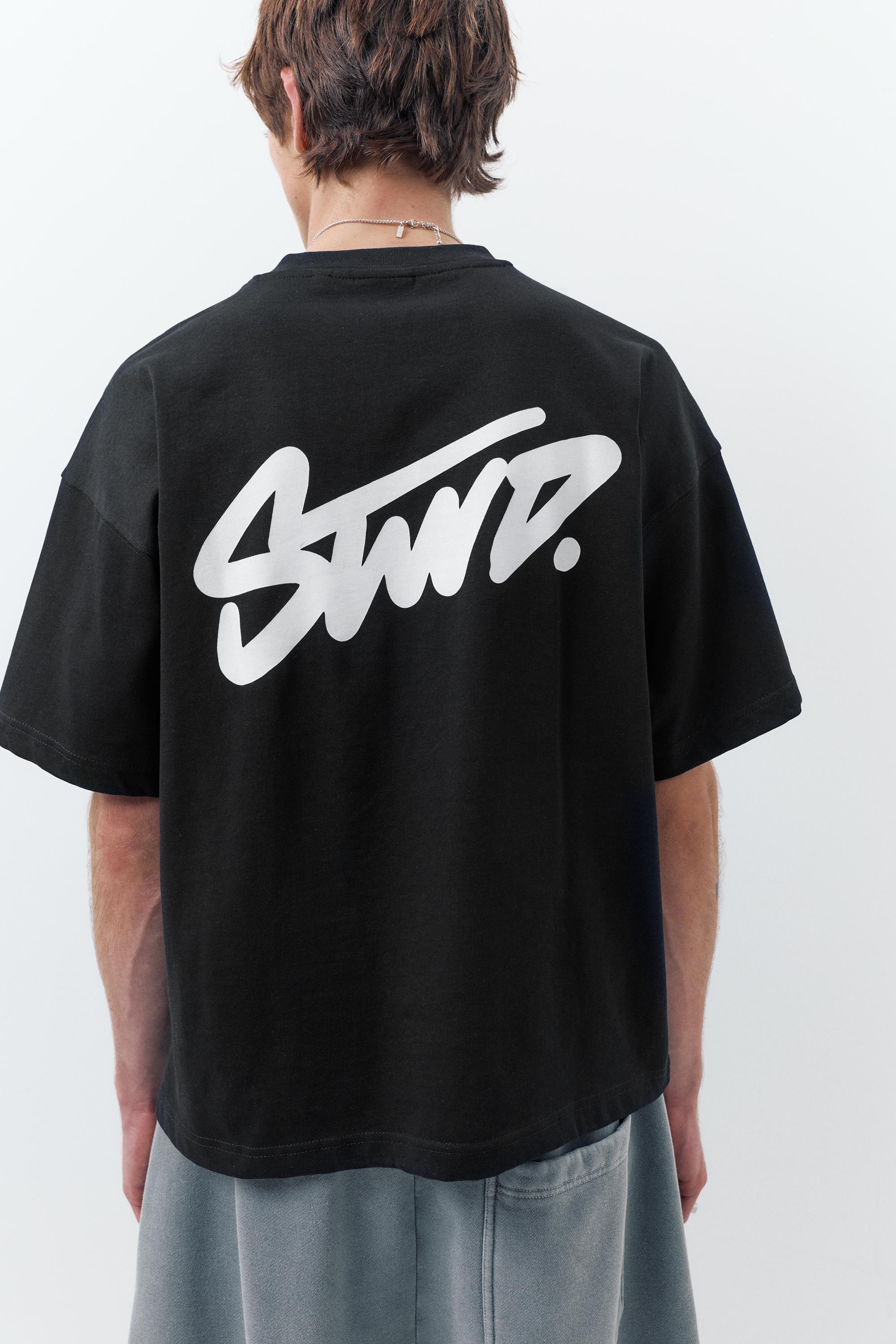 STWD logo boxy T-shirt — Black