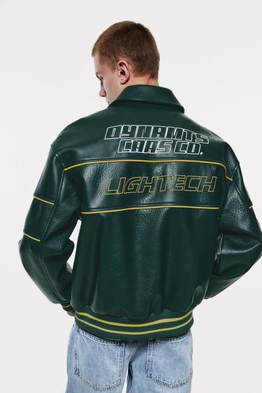 Leather effect embroidered jacket — Medium green 4