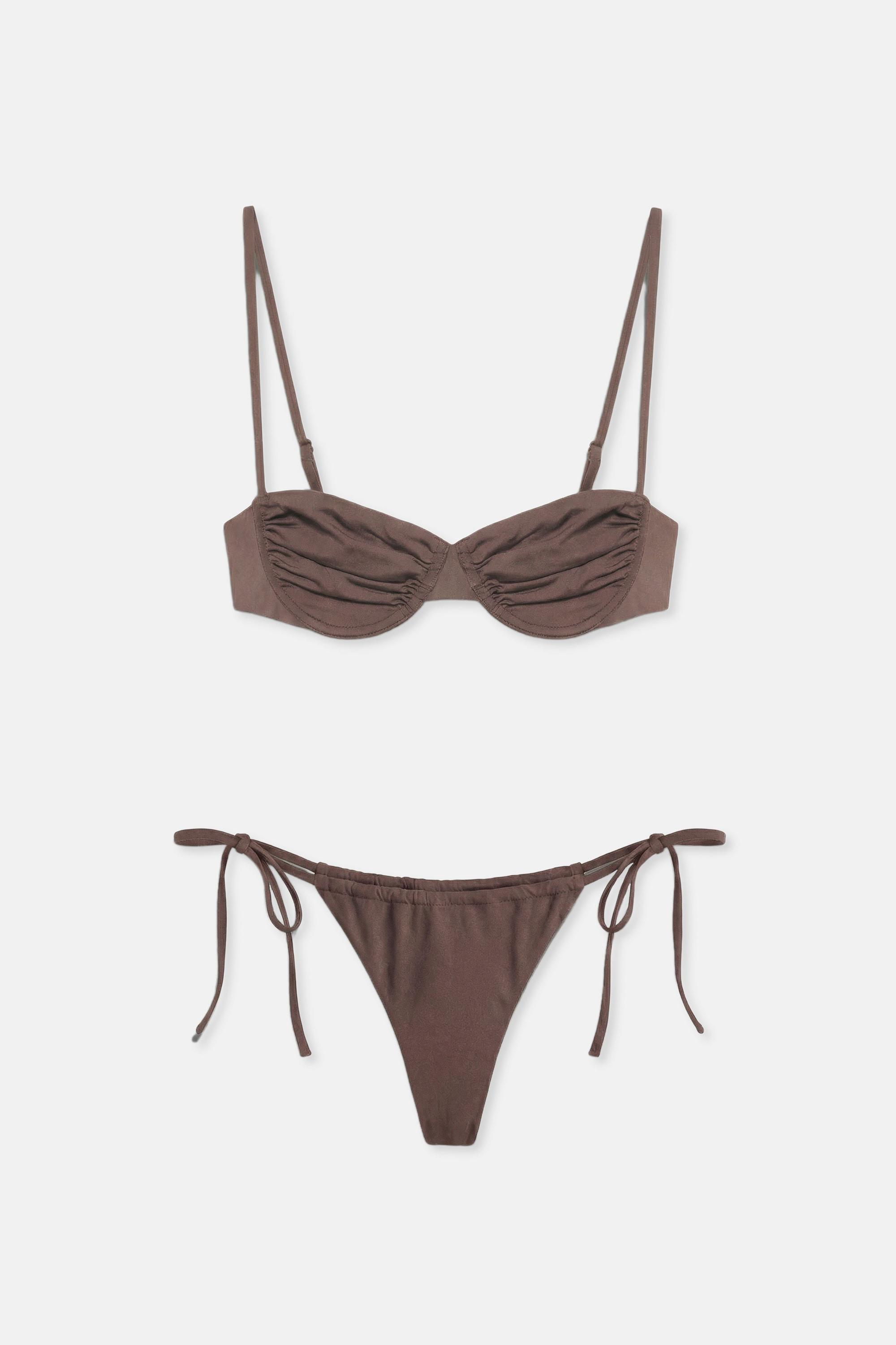 Drape detaylı balkonet bikini üstü - Görsel 27