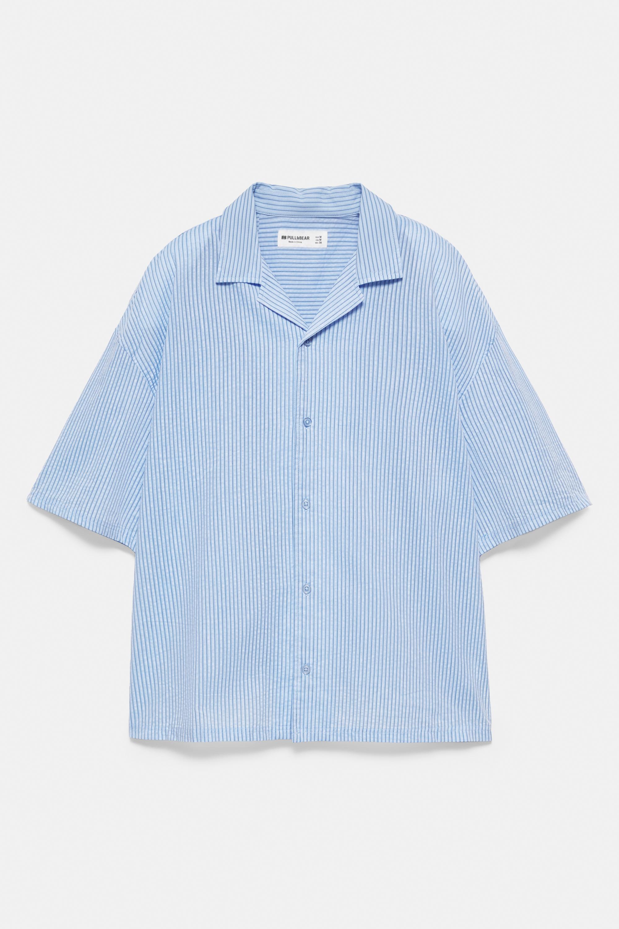 Striped short sleeve shirt — Blue (alternate view)