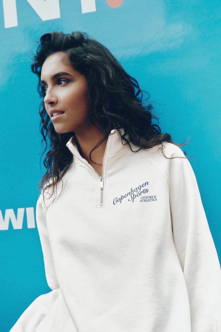 Graphic quarter-zip sweatshirt — Ice