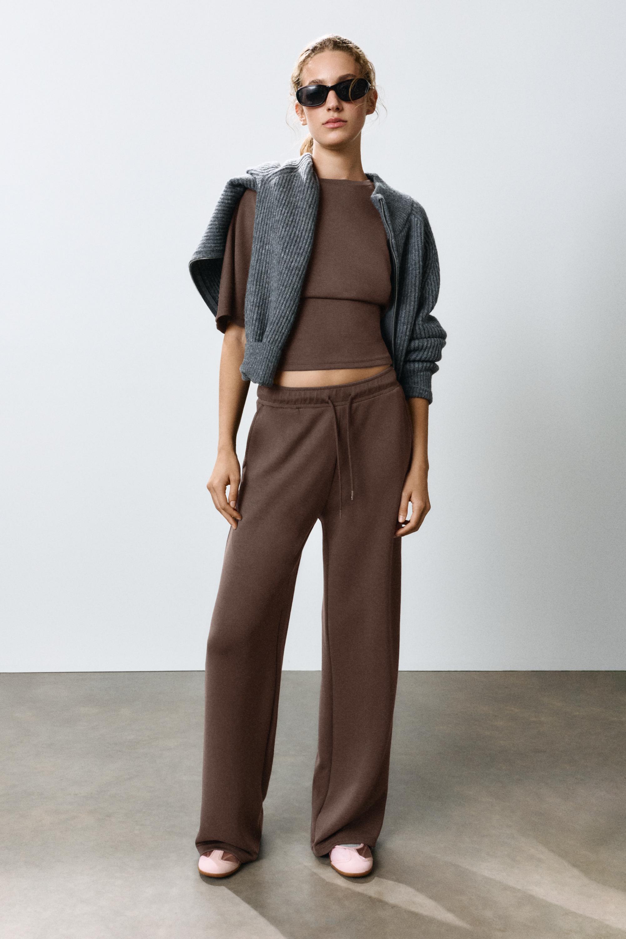 Modal wide-leg trousers — Brown